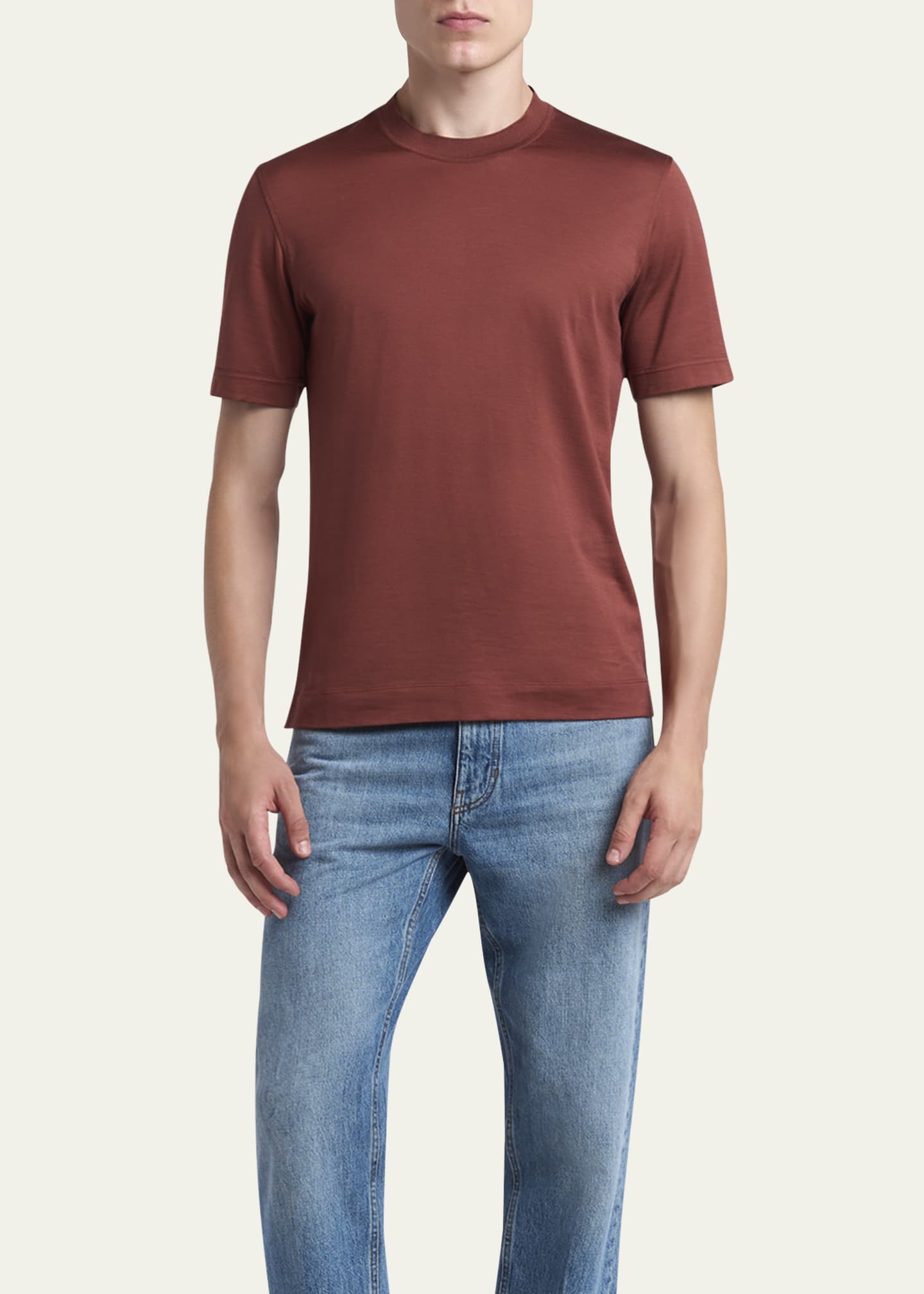 ZEGNA Men's Solid Silk-Cotton T-Shirt - Bergdorf Goodman