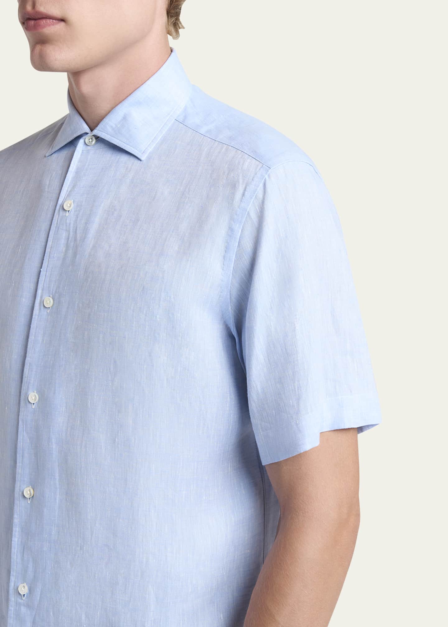 ZEGNA Men's Oasi Lino Sport Shirt Image 5 of 5