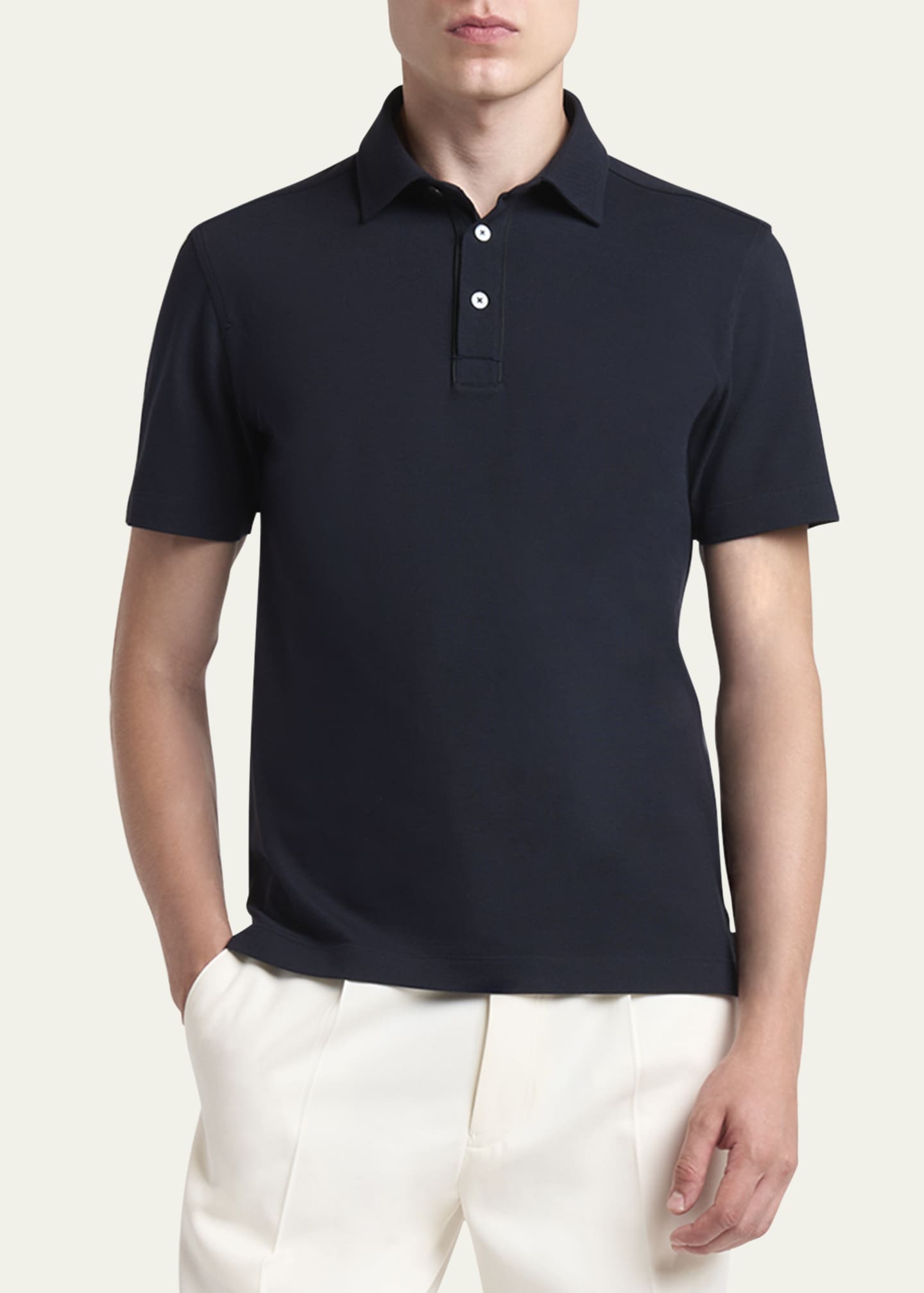 ZEGNA Men's Pique Polo Shirt Image 2 of 5