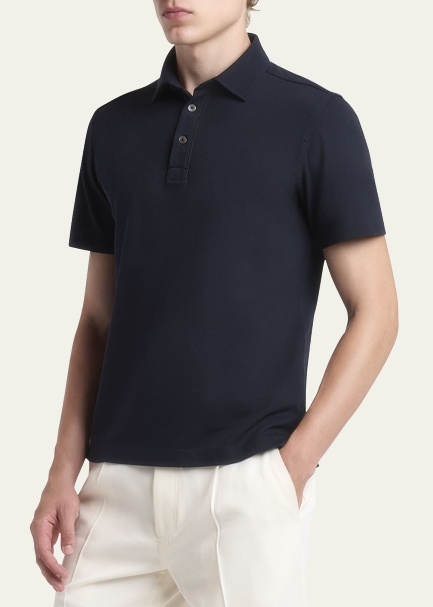 ZEGNA Men's Pique Polo Shirt Image 4 of 5
