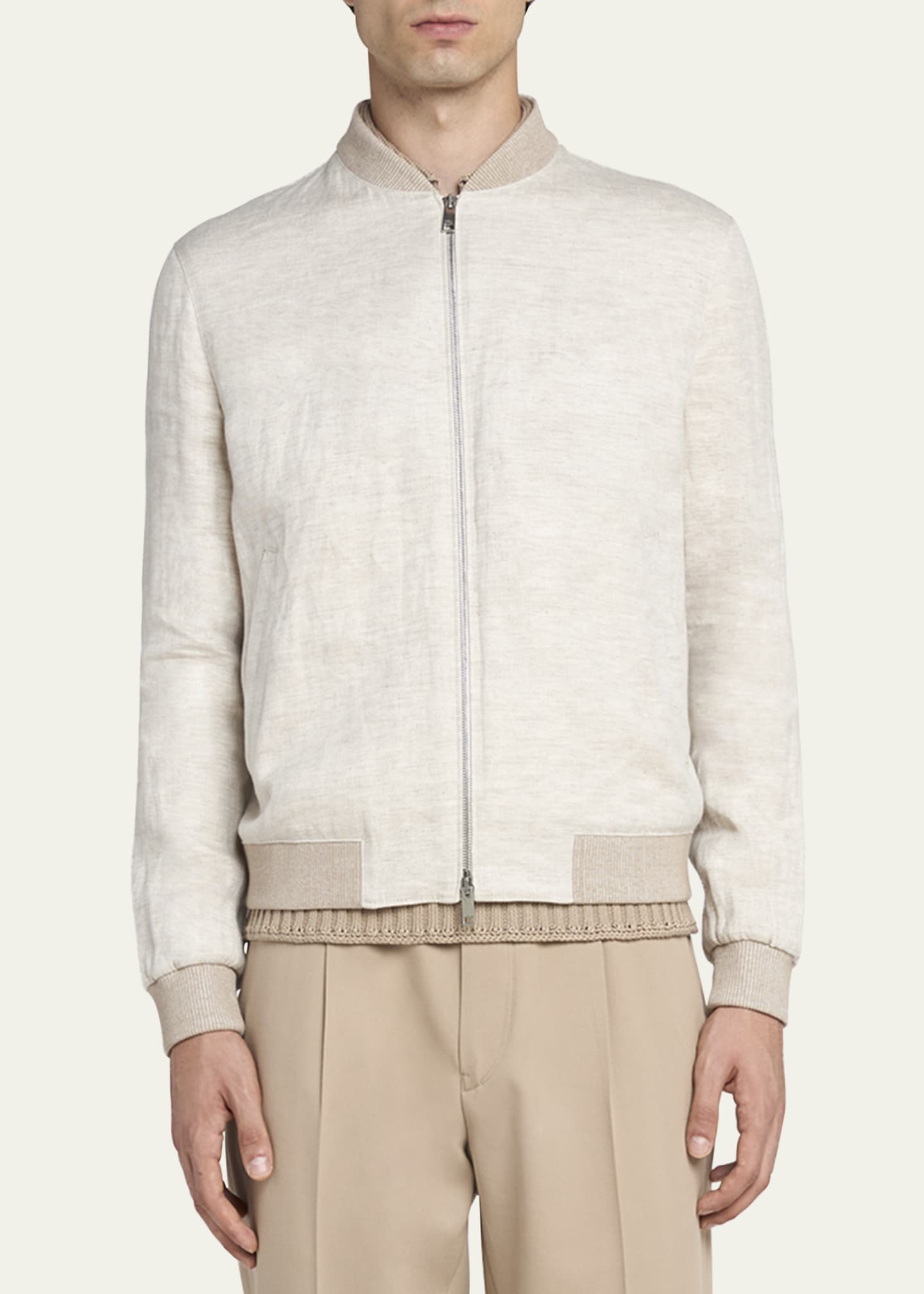 ZEGNA Men's Oasi Lino Bomber Jacket Image 2 of 5