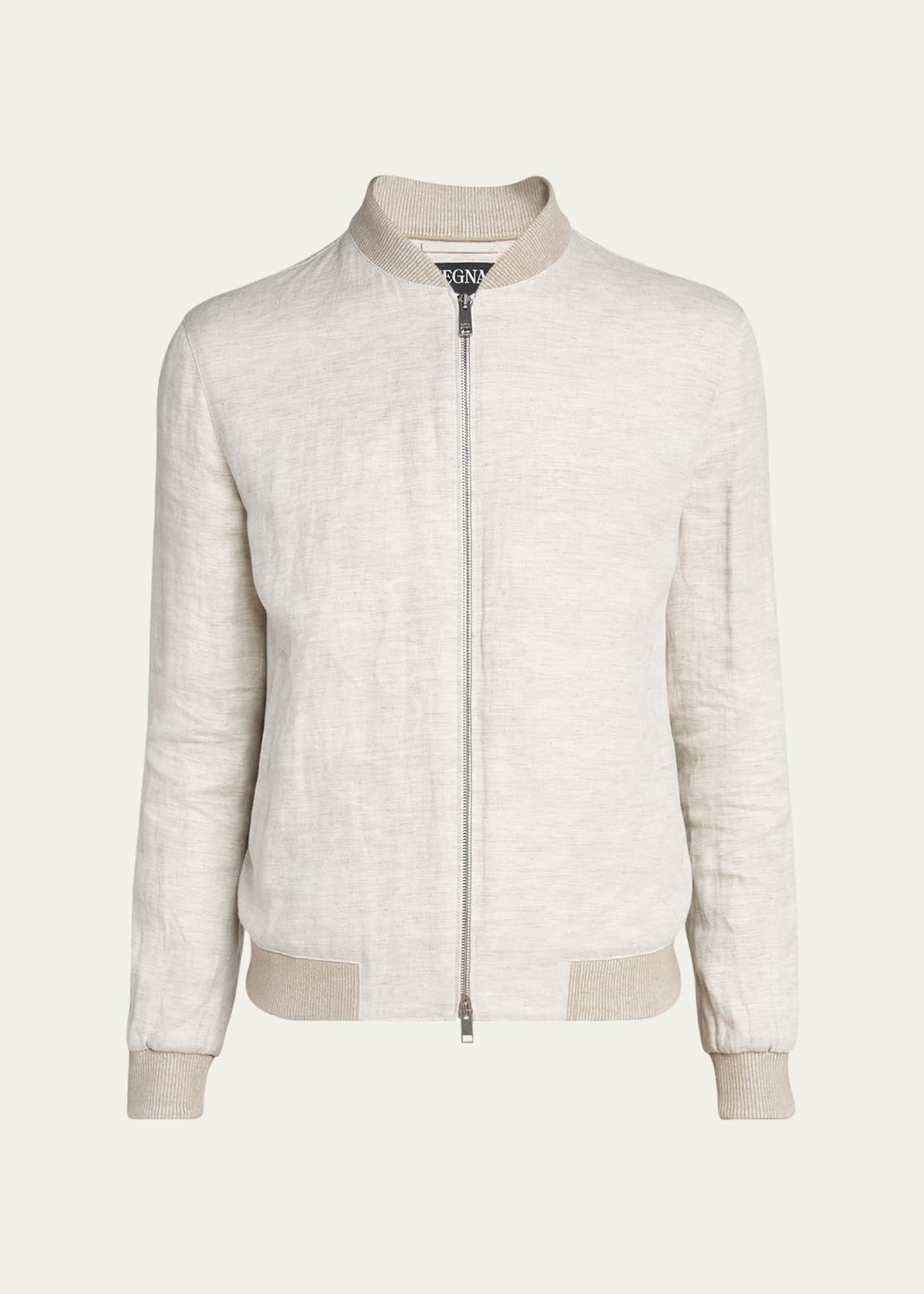 ZEGNA Men's Oasi Lino Bomber Jacket Image 1 of 5
