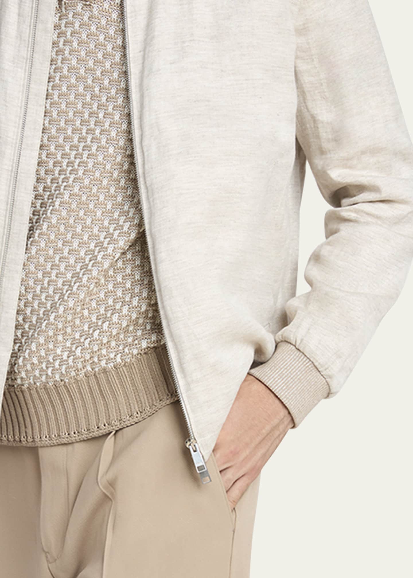 ZEGNA Men's Oasi Lino Bomber Jacket Image 5 of 5