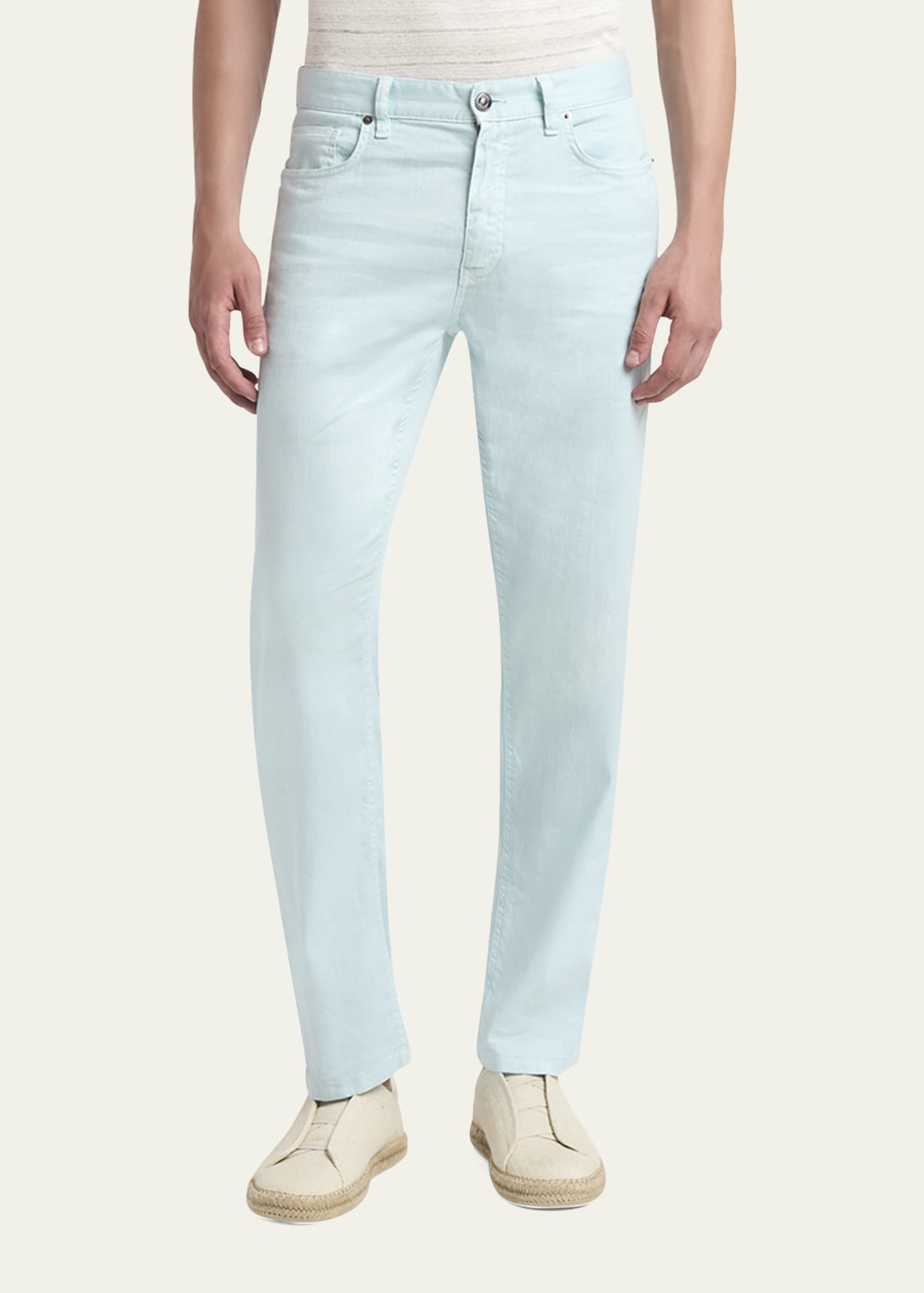 ZEGNA Men's Comfort Linen and Cotton Five-Pocket Pants Image 2 of 5