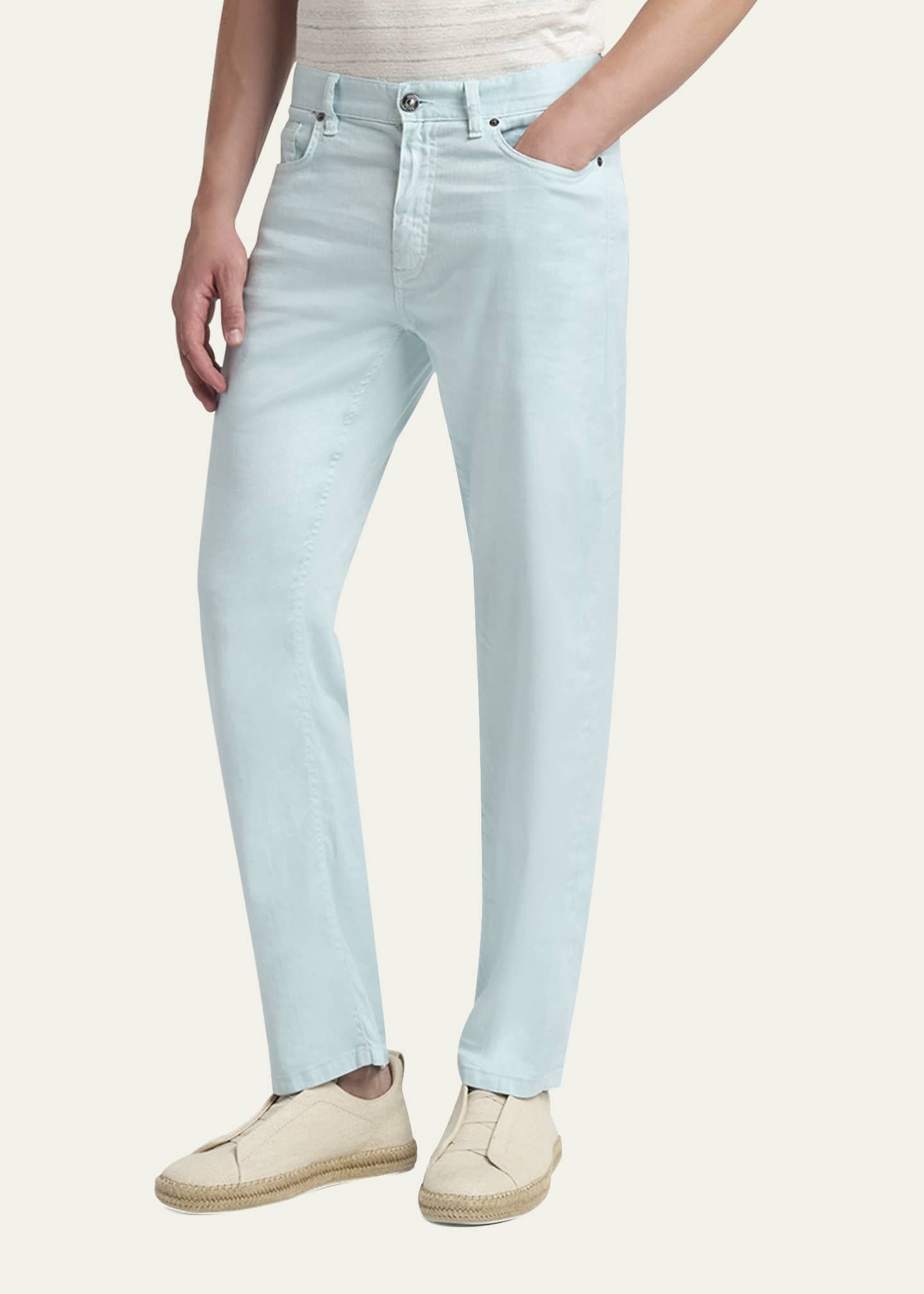 ZEGNA Men's Comfort Linen and Cotton Five-Pocket Pants Image 4 of 5