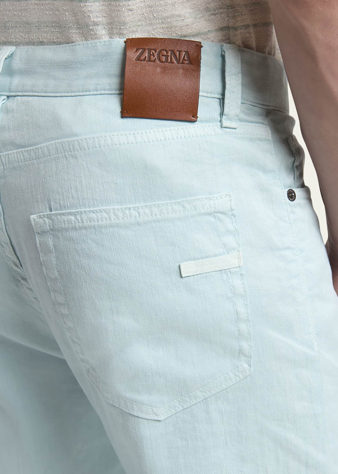 ZEGNA Men's Comfort Linen and Cotton Five-Pocket Pants Image 5 of 5