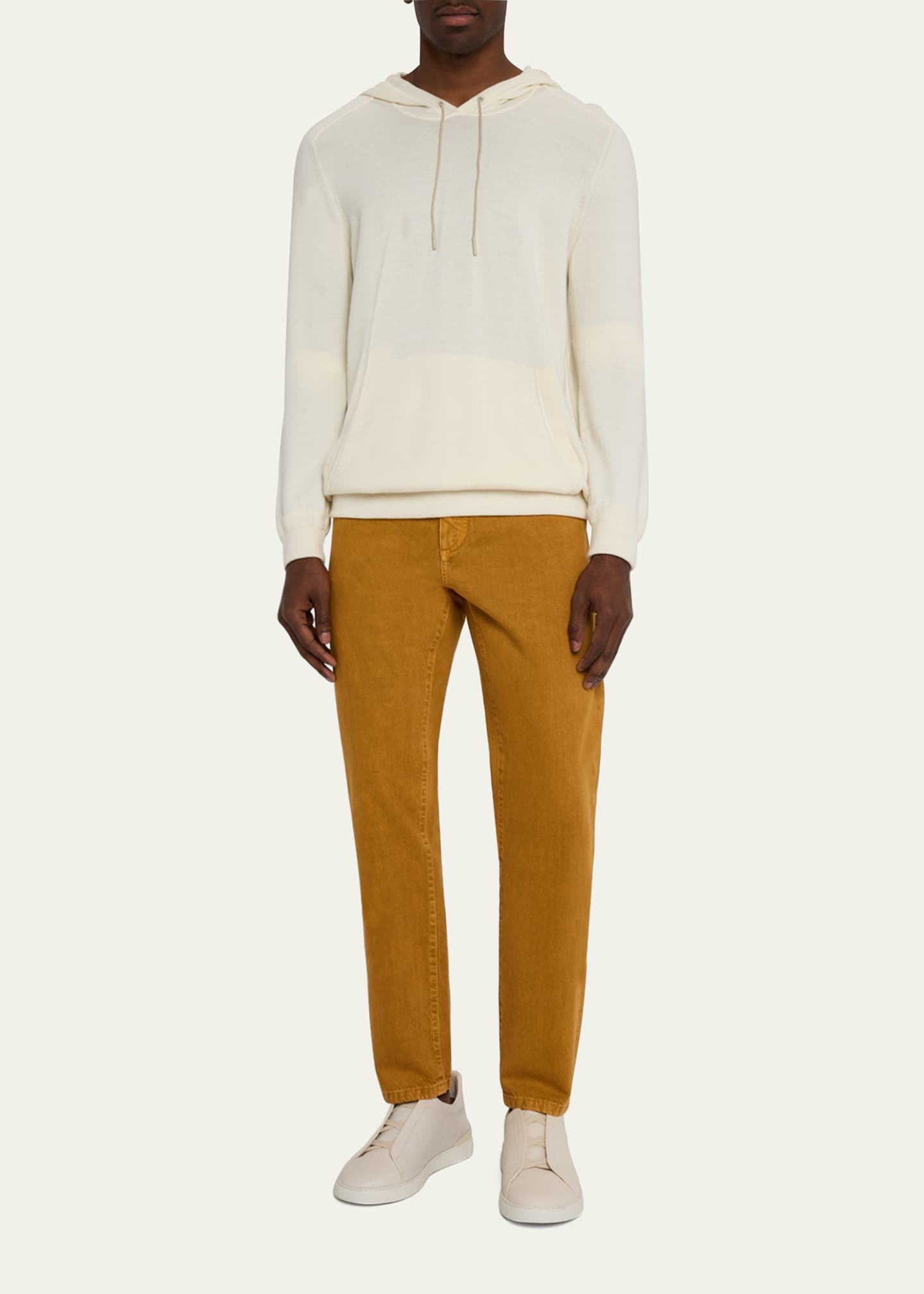 ZEGNA Men's Ocher Melange Cotton Five-Pocket Pants Image 2 of 5