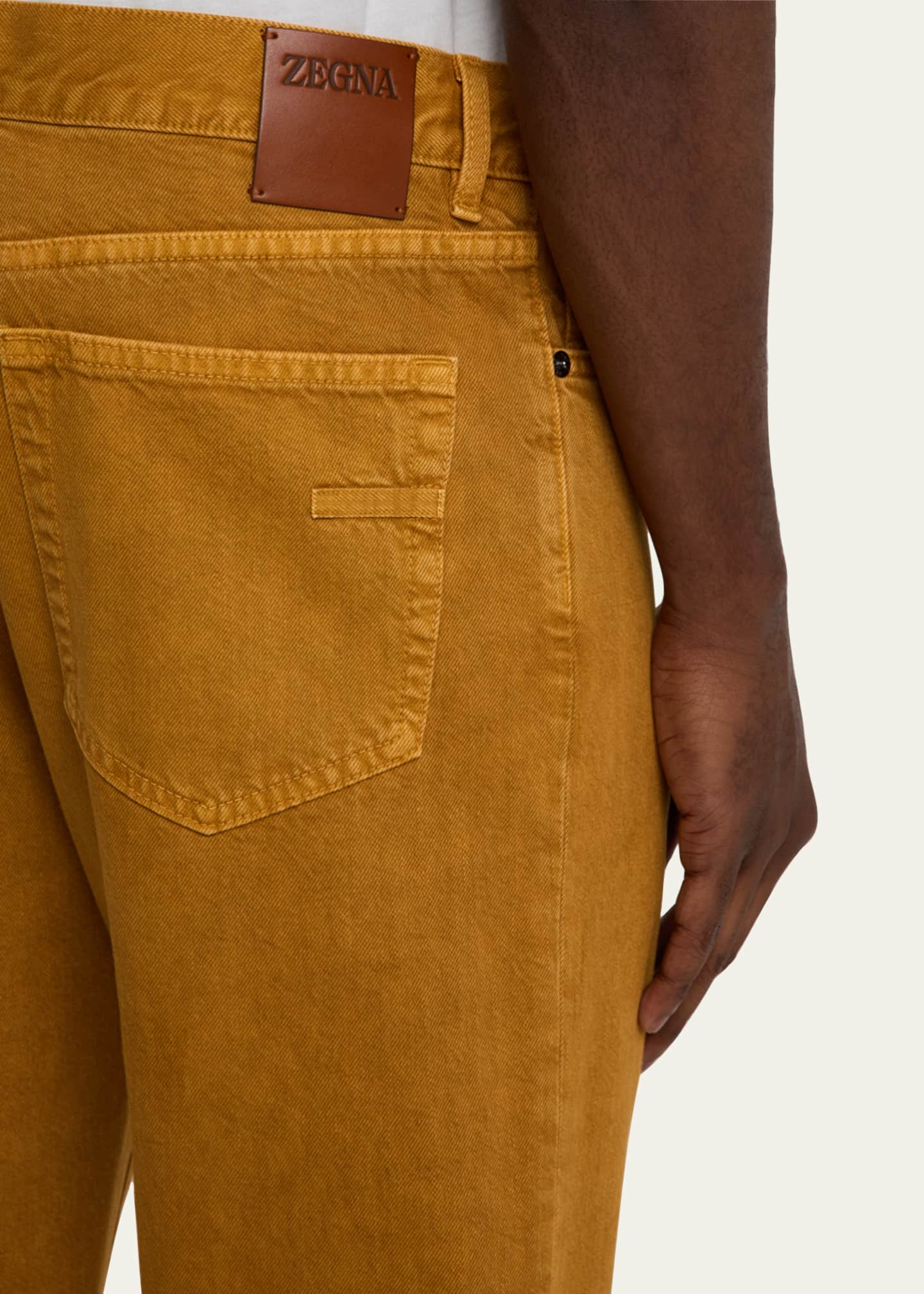 ZEGNA Men's Ocher Melange Cotton Five-Pocket Pants Image 5 of 5