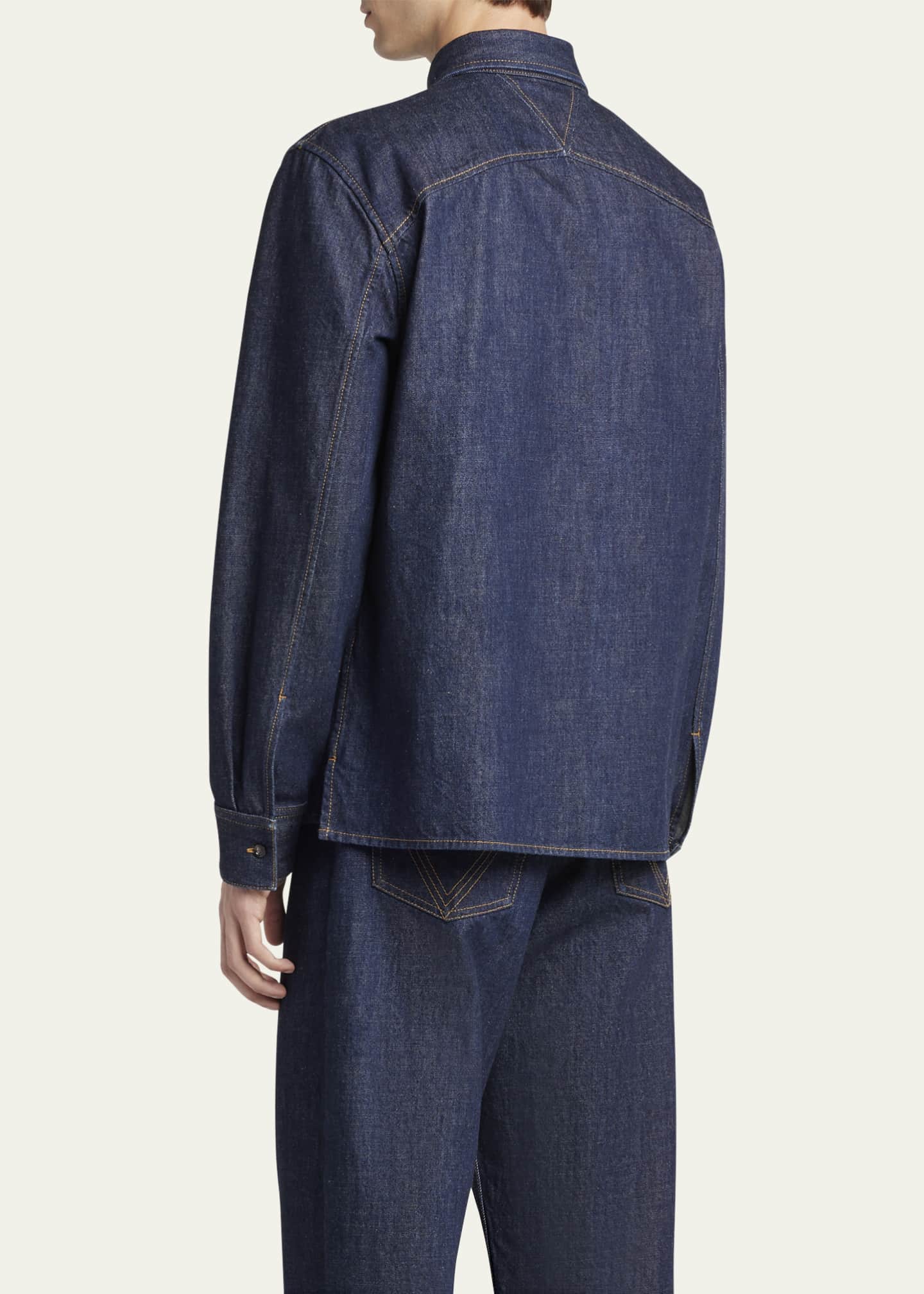 Bottega Veneta Men's Soft Denim Button-Down Shirt Image 3 of 5