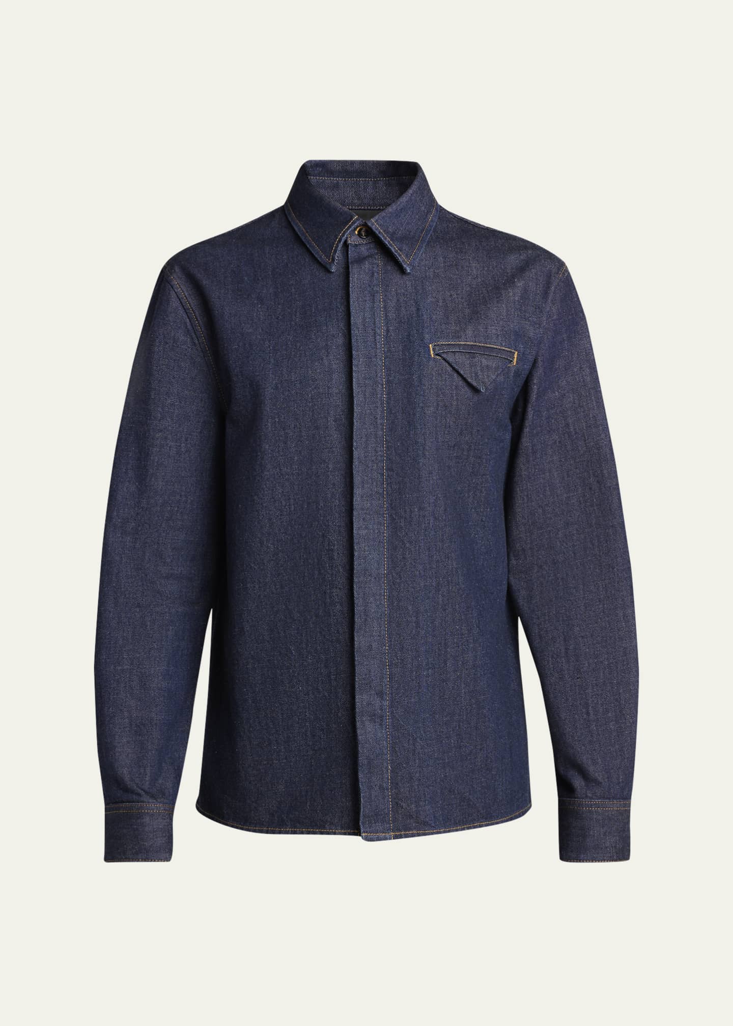 Bottega Veneta Men's Soft Denim Button-Down Shirt Image 1 of 5