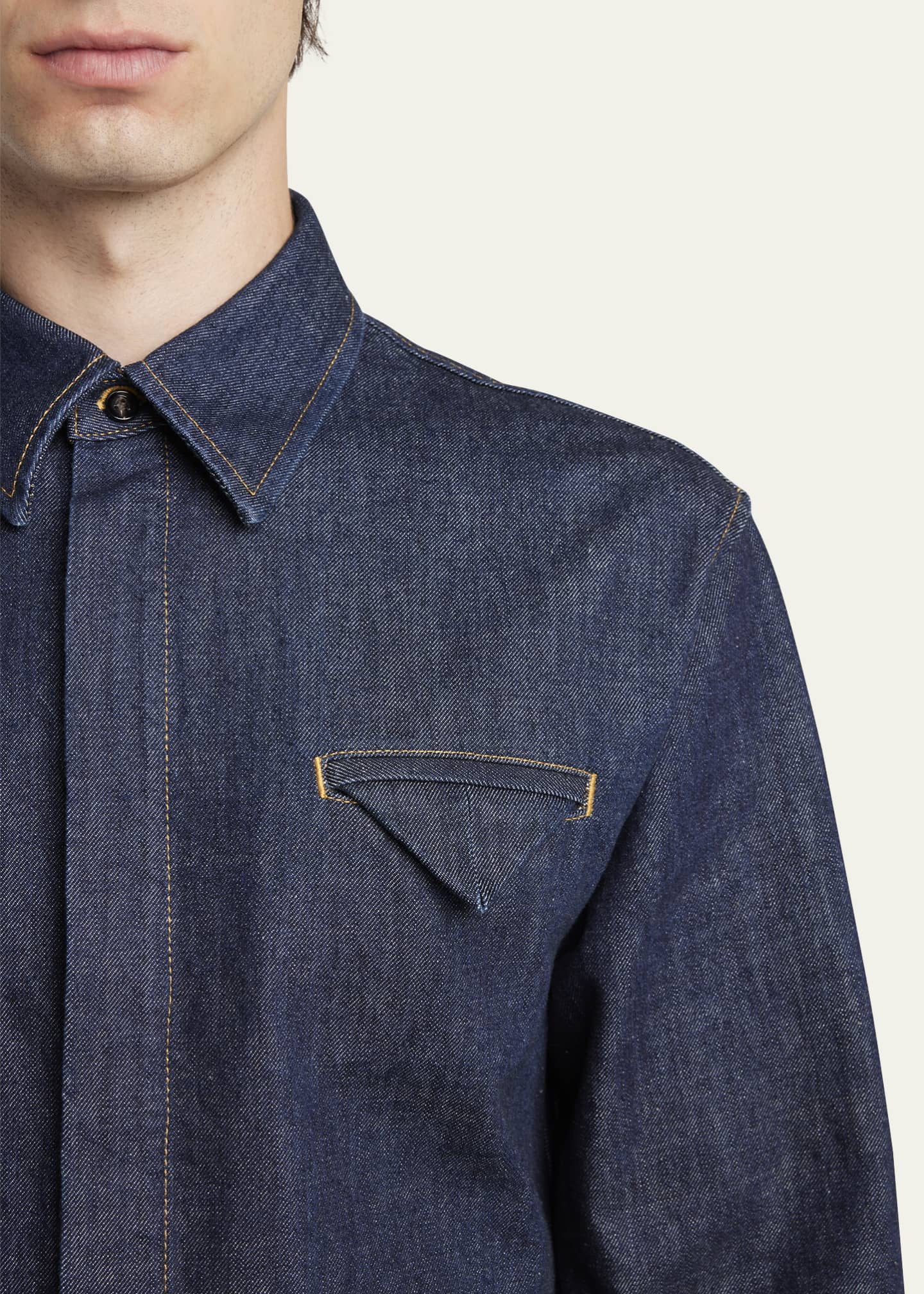 Bottega Veneta Men's Soft Denim Button-Down Shirt Image 5 of 5