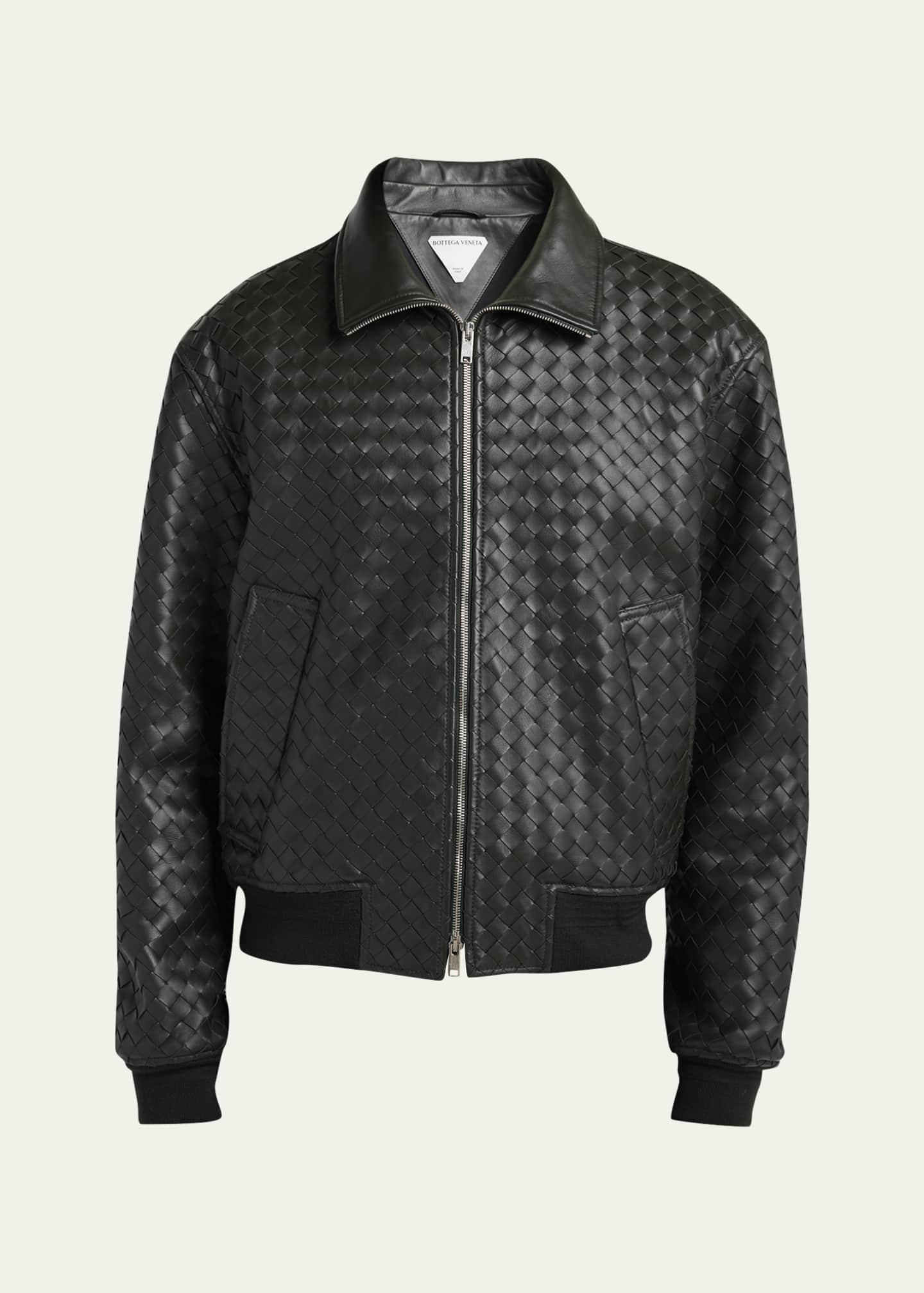 Bottega Veneta Men's Intrecciato Leather Blouson Jacket