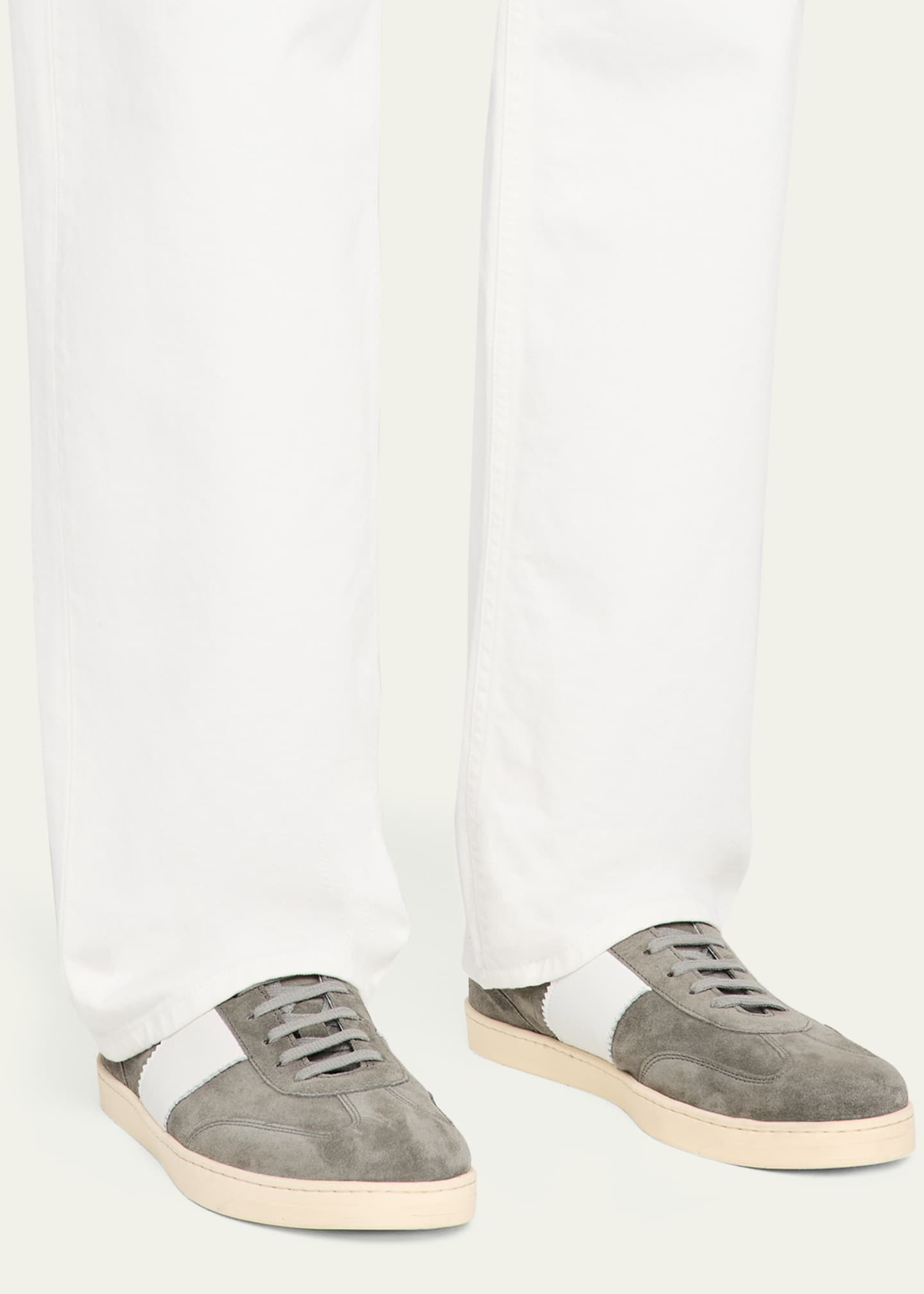 Bergdorf Goodman Men's Suede and Leather T-Toe Low-Top Sneakers Image 2 of 6