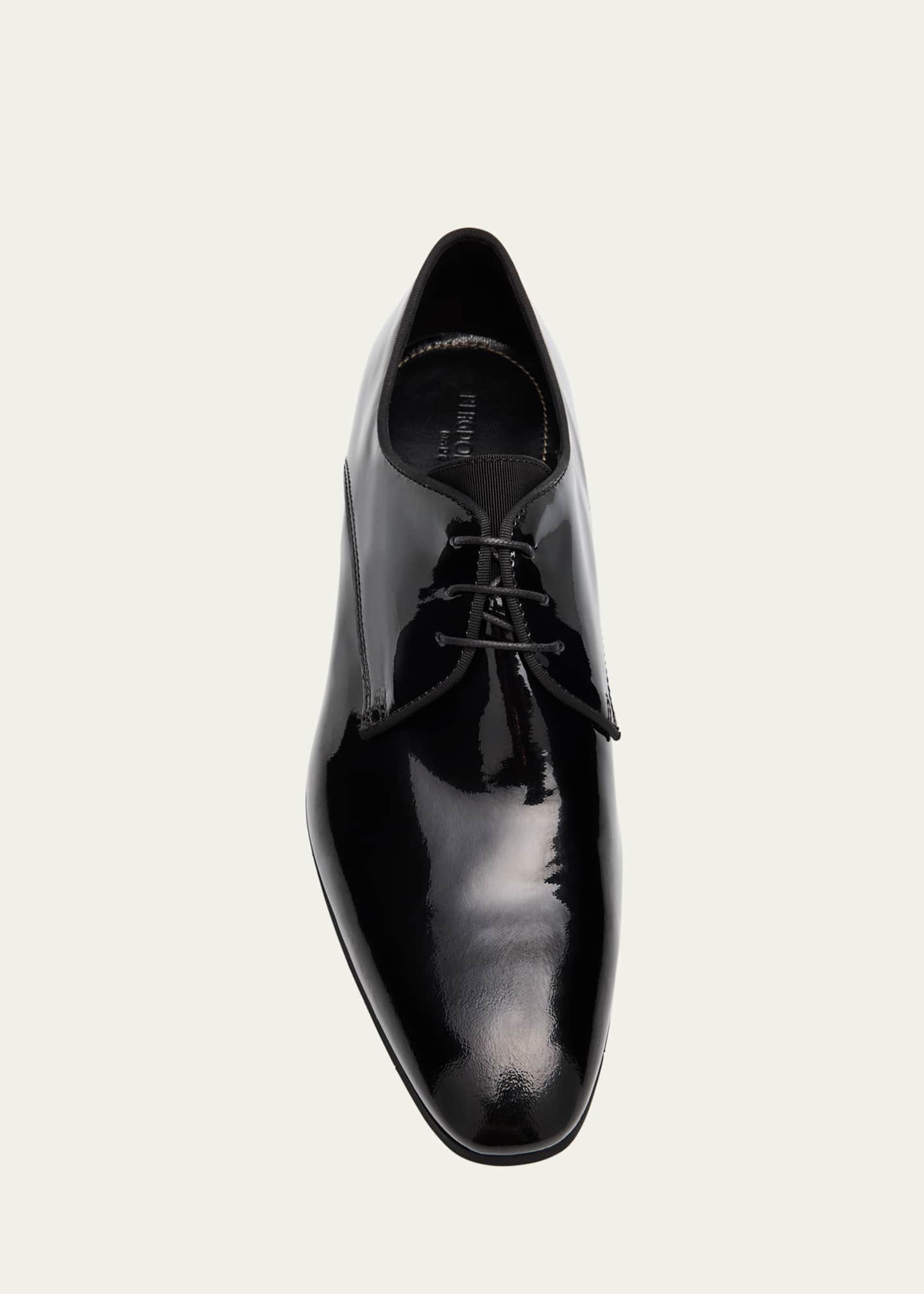 Bergdorf Goodman Men's Patent Leather Rubber-Sole Derby Shoes Image 6 of 6