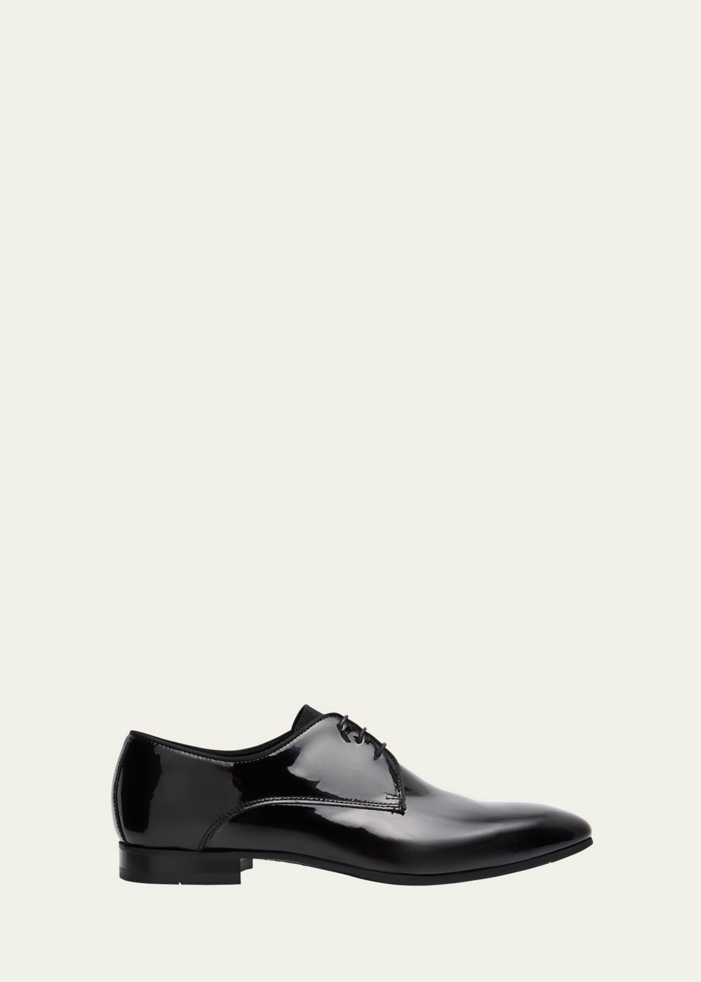 Bergdorf Goodman Men's Patent Leather Rubber-Sole Derby Shoes Image 1 of 6
