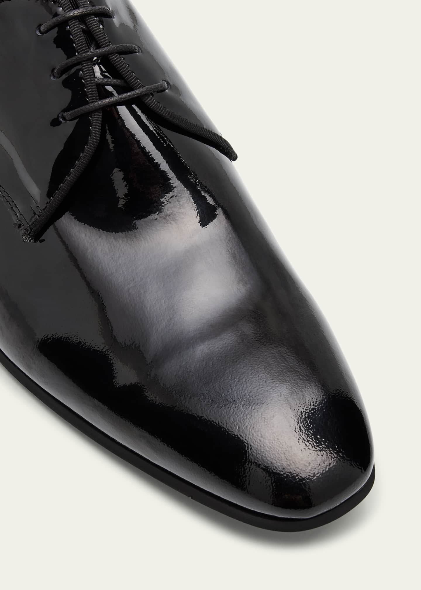 Bergdorf Goodman Men's Patent Leather Rubber-Sole Derby Shoes Image 5 of 6