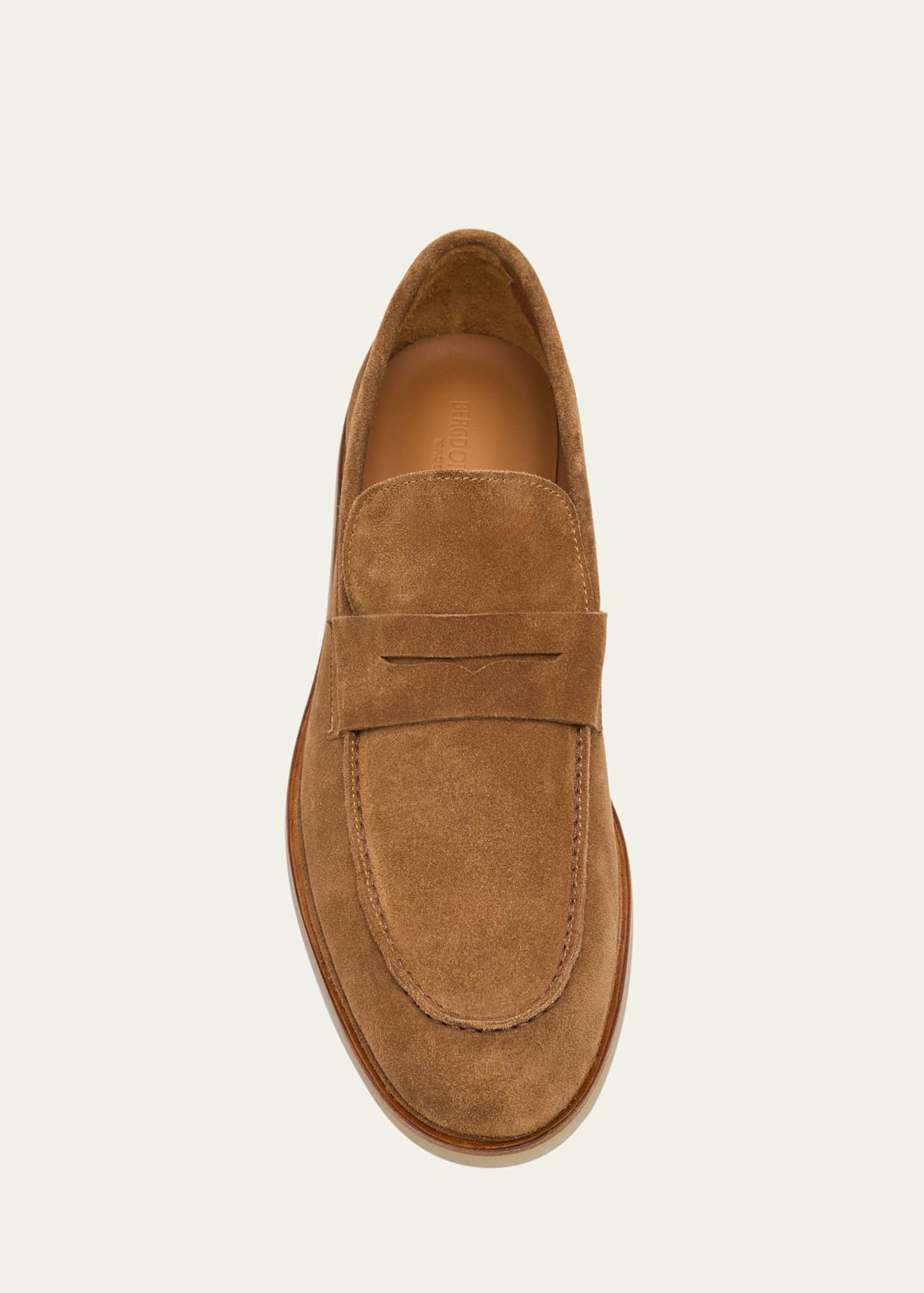 Bergdorf Goodman Men's Suede Flex Rubber Sole Penny Loafers Image 6 of 6