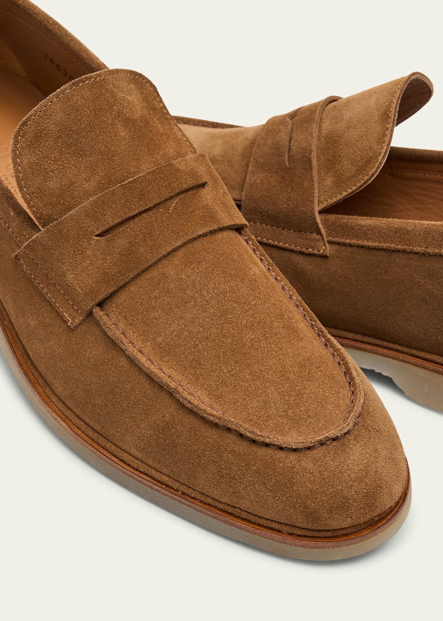 Bergdorf Goodman Men's Suede Flex Rubber Sole Penny Loafers Image 5 of 6