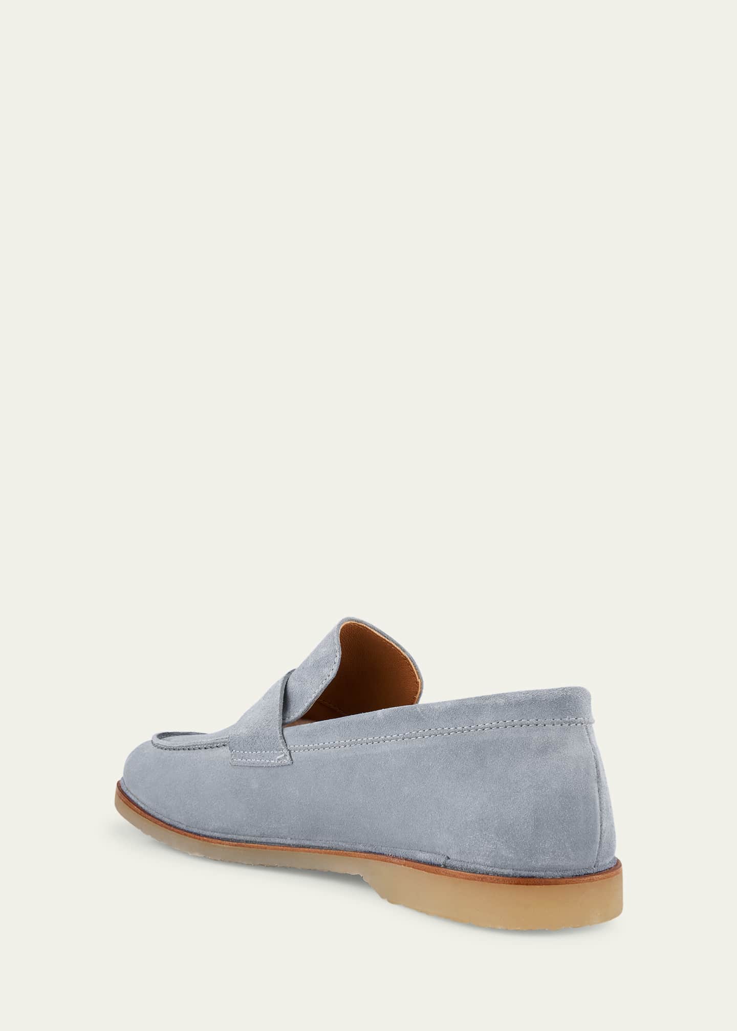 Bergdorf Goodman Men's Suede Flex Rubber Sole Penny Loafers Image 4 of 6
