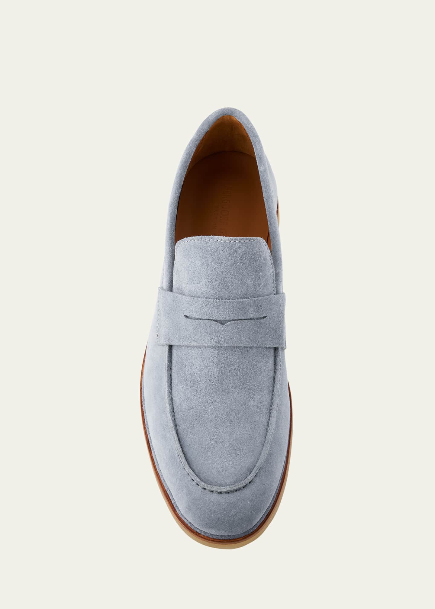 Bergdorf Goodman Men's Suede Flex Rubber Sole Penny Loafers Image 6 of 6