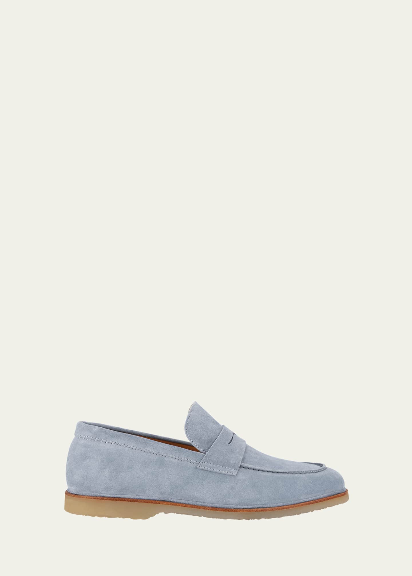 Bergdorf Goodman Men's Suede Flex Rubber Sole Penny Loafers Image 1 of 6