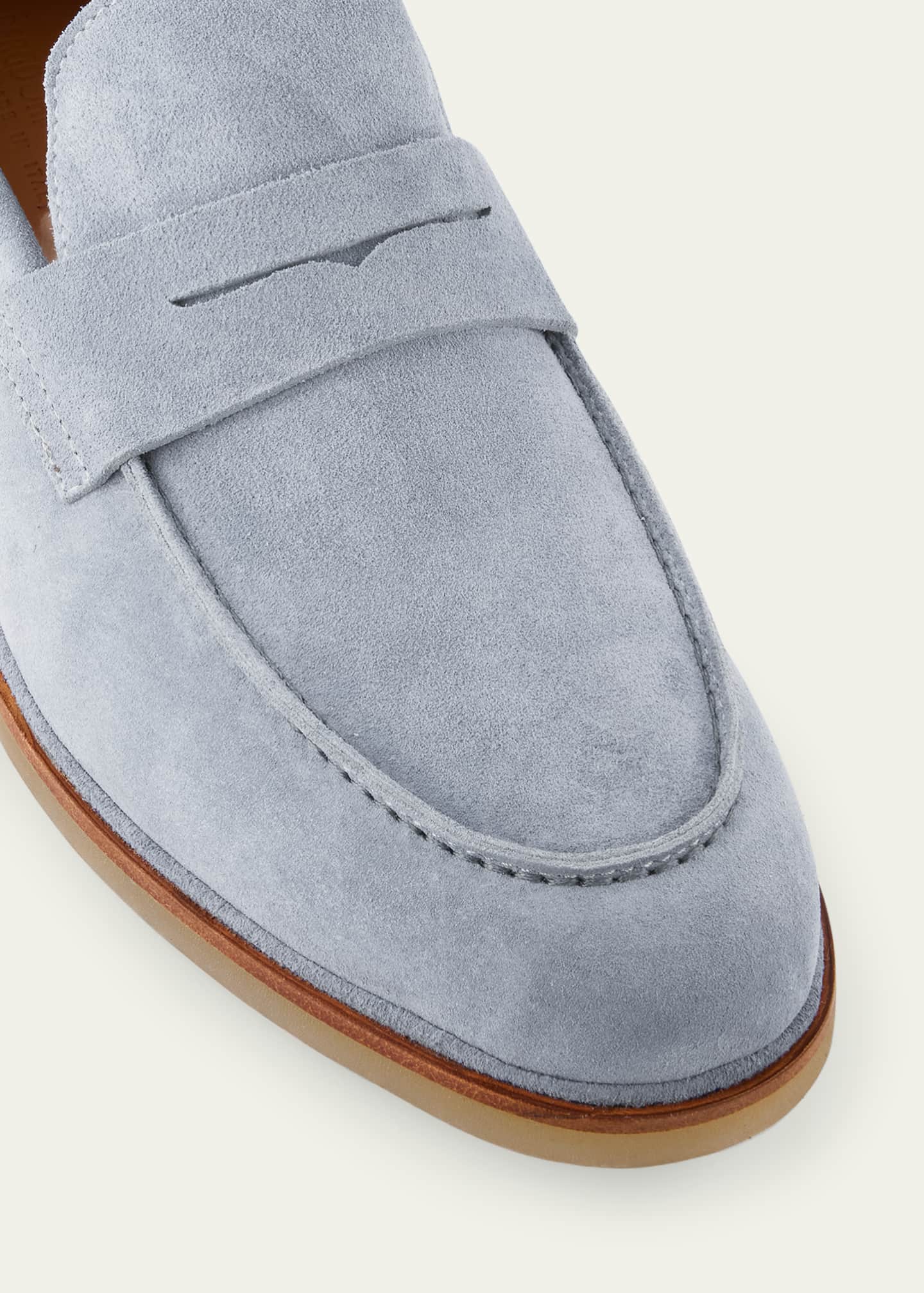 Bergdorf Goodman Men's Suede Flex Rubber Sole Penny Loafers Image 5 of 6