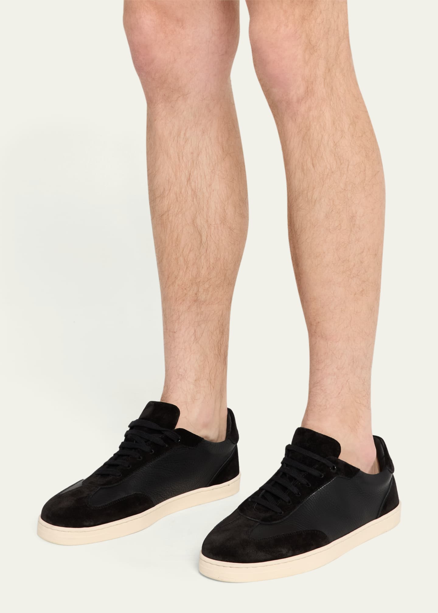 Bergdorf Goodman Men's Leather and Suede T-Toe Low-Top Sneakers Image 2 of 6