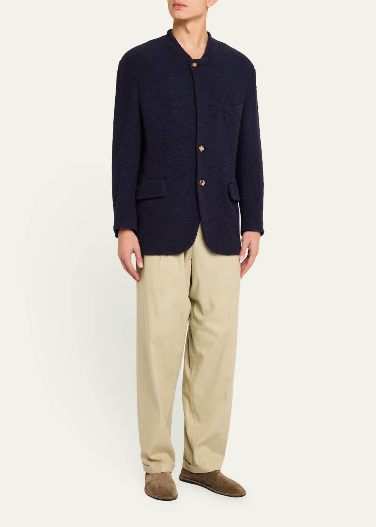 Magliano Men's Boucle Lapelless Sport Coat Image 2 of 5