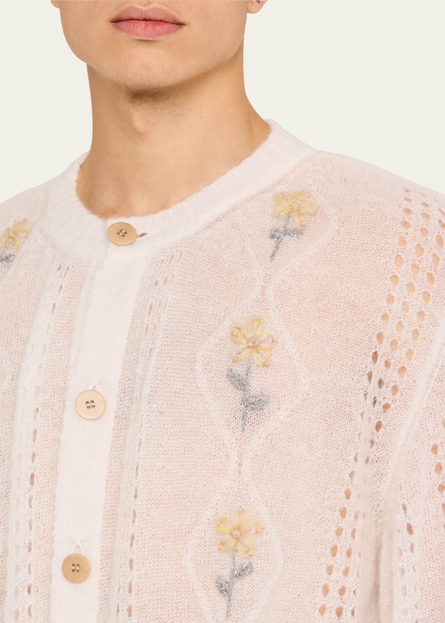 Magliano Men's Floral Embroidered Knit Cardigan Image 5 of 5
