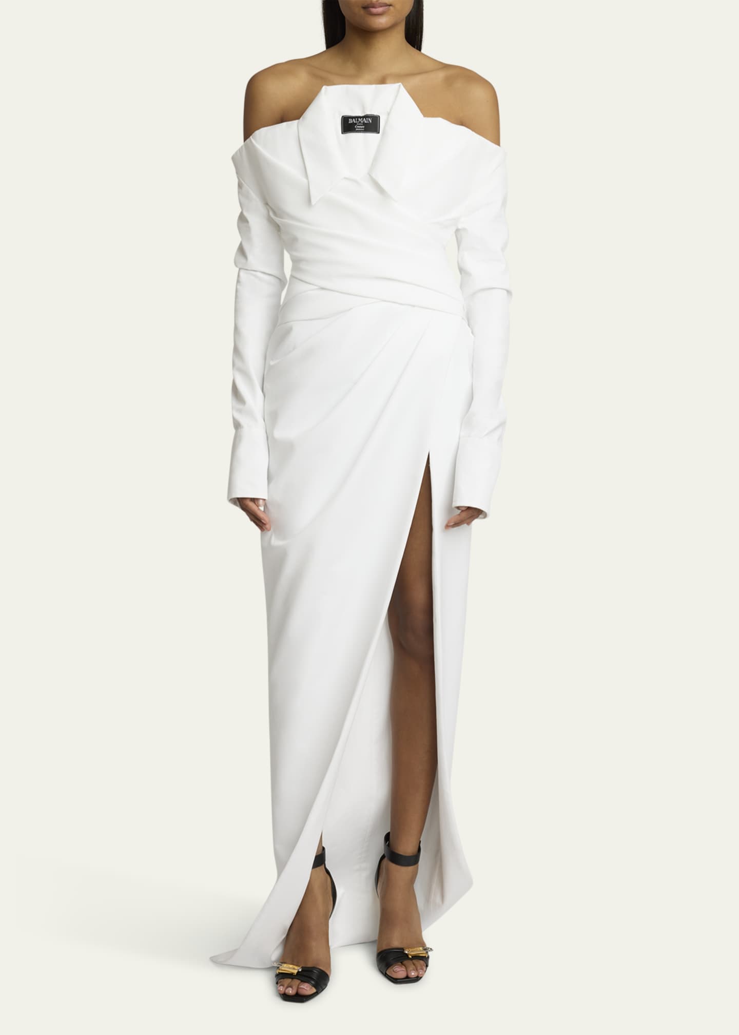 Balmain Strapless Illusion Shirt Gown Image 2 of 5