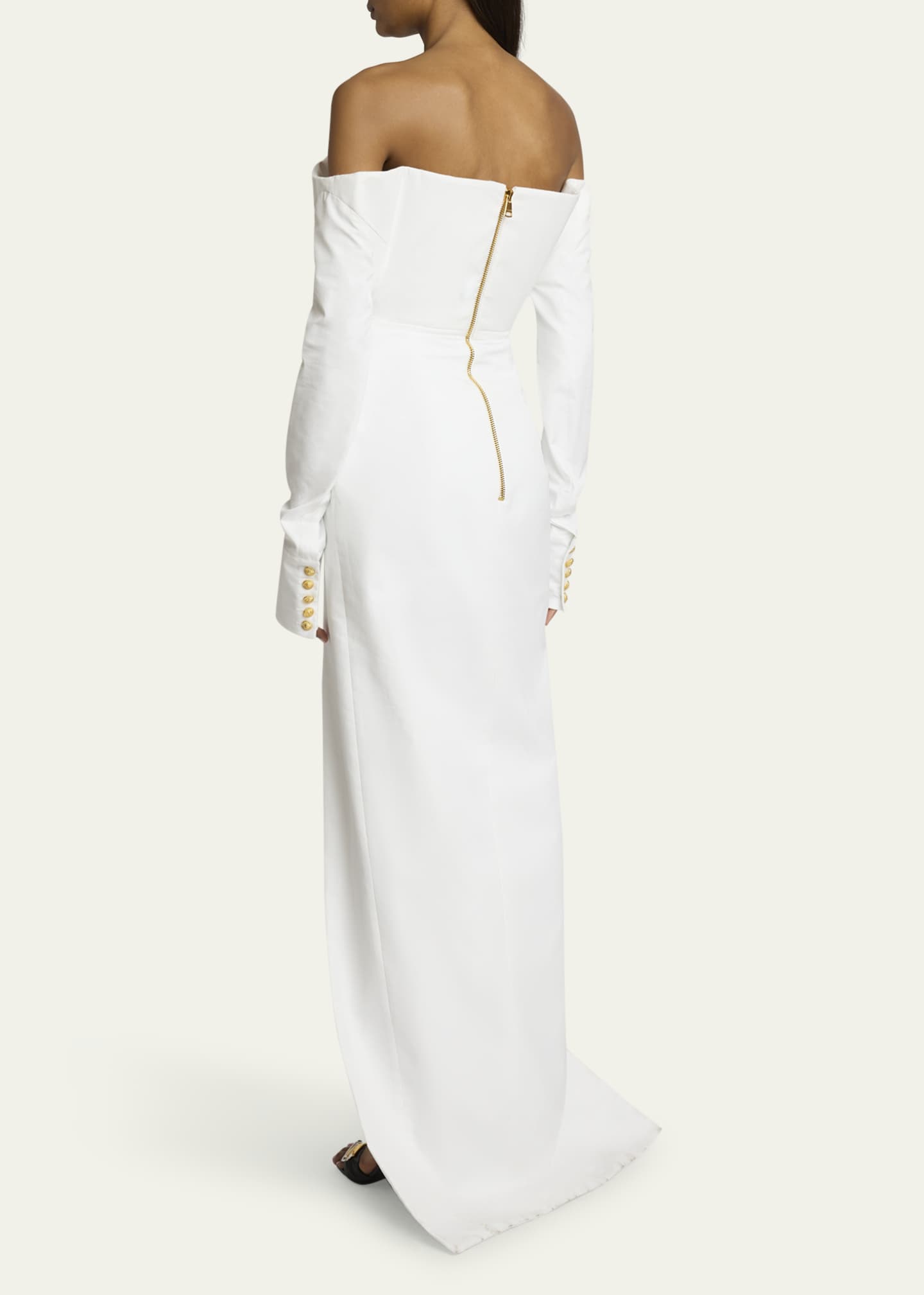 Balmain Strapless Illusion Shirt Gown Image 3 of 5