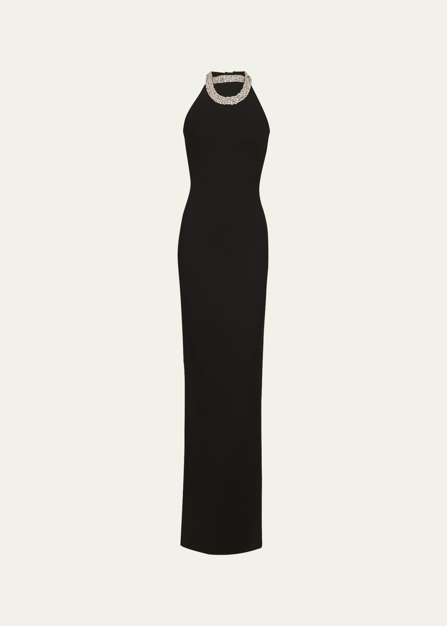 Balmain Halterneck Crystal Neck Gown