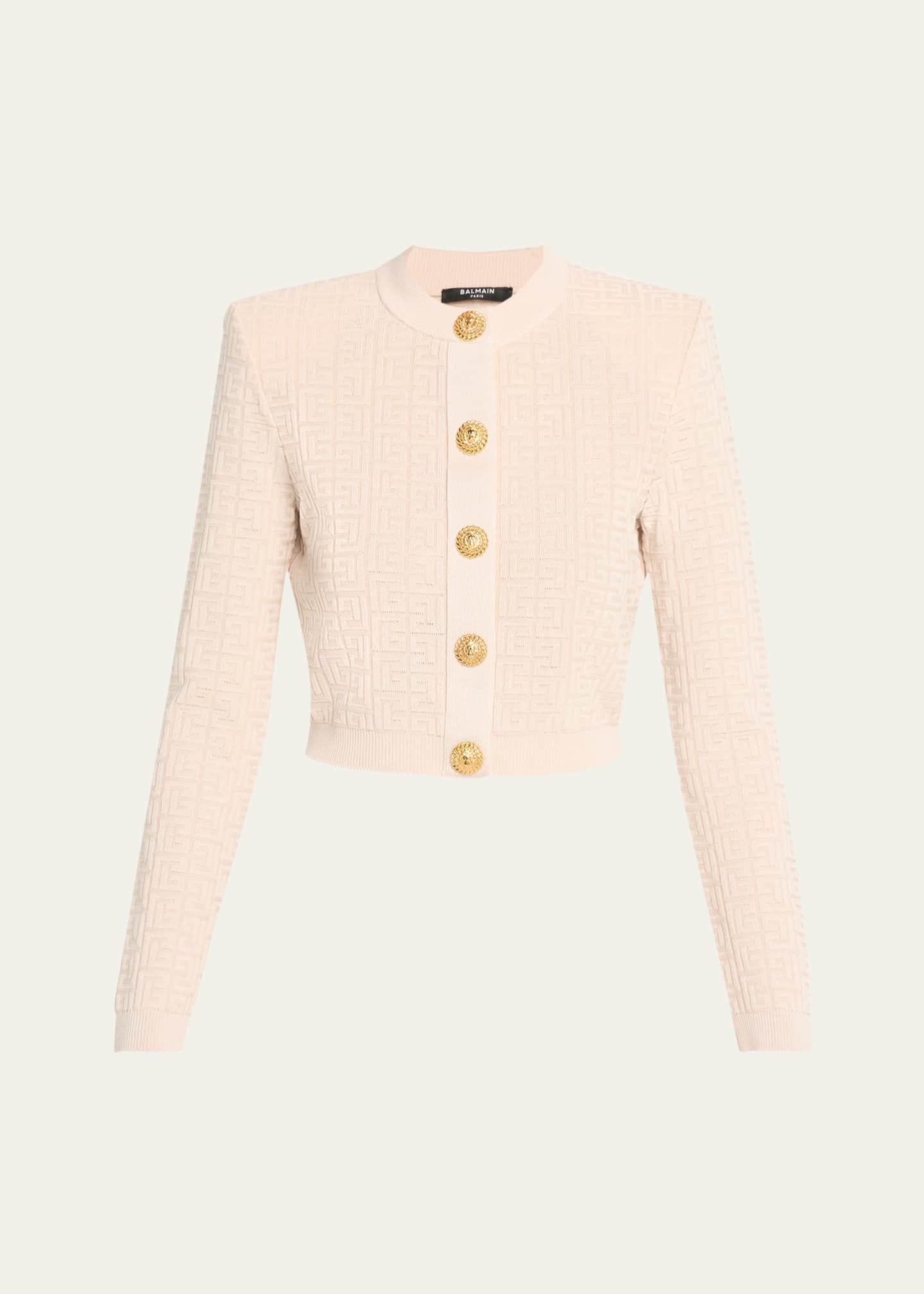 アウターその他 BALMAIN Women Outer DF2TF295XK560FK Beige Balmain Glitter Logo Button Down Cardigan - Bergdorf Goodman