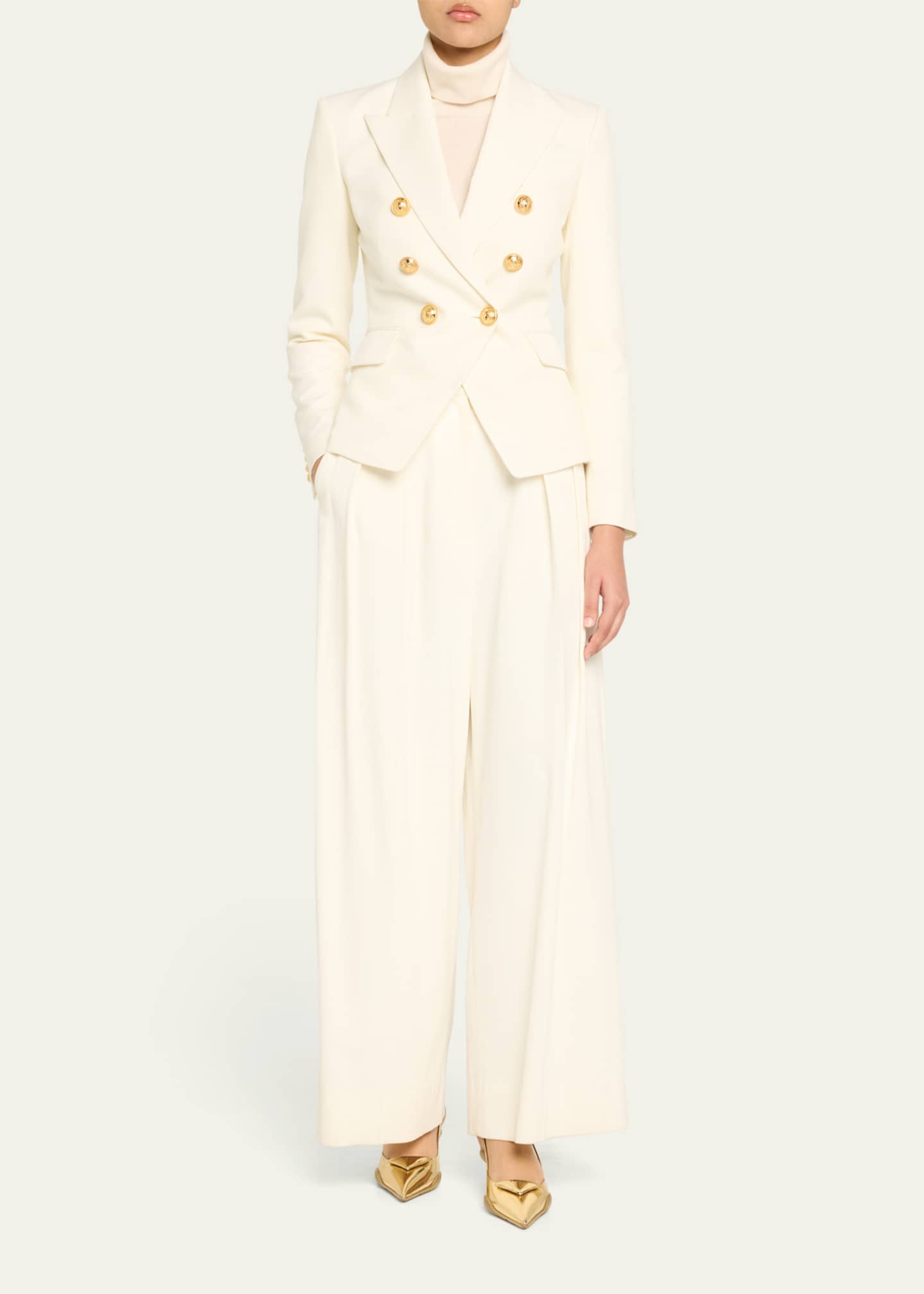 Balmain Classic Double-Breasted Fitted Wool Jacket Image 2 of 5