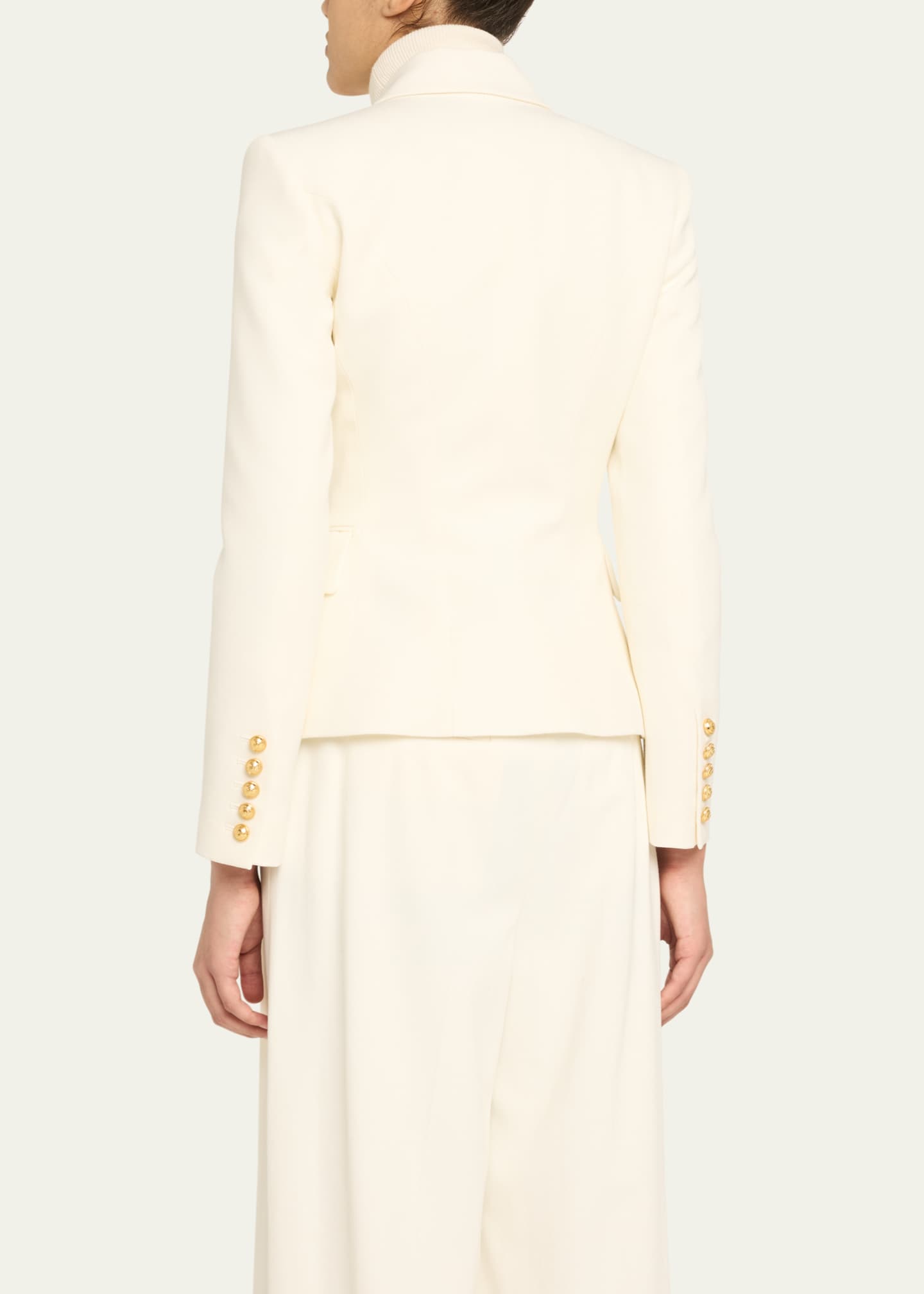 Balmain Classic Double-Breasted Fitted Wool Jacket Image 3 of 5