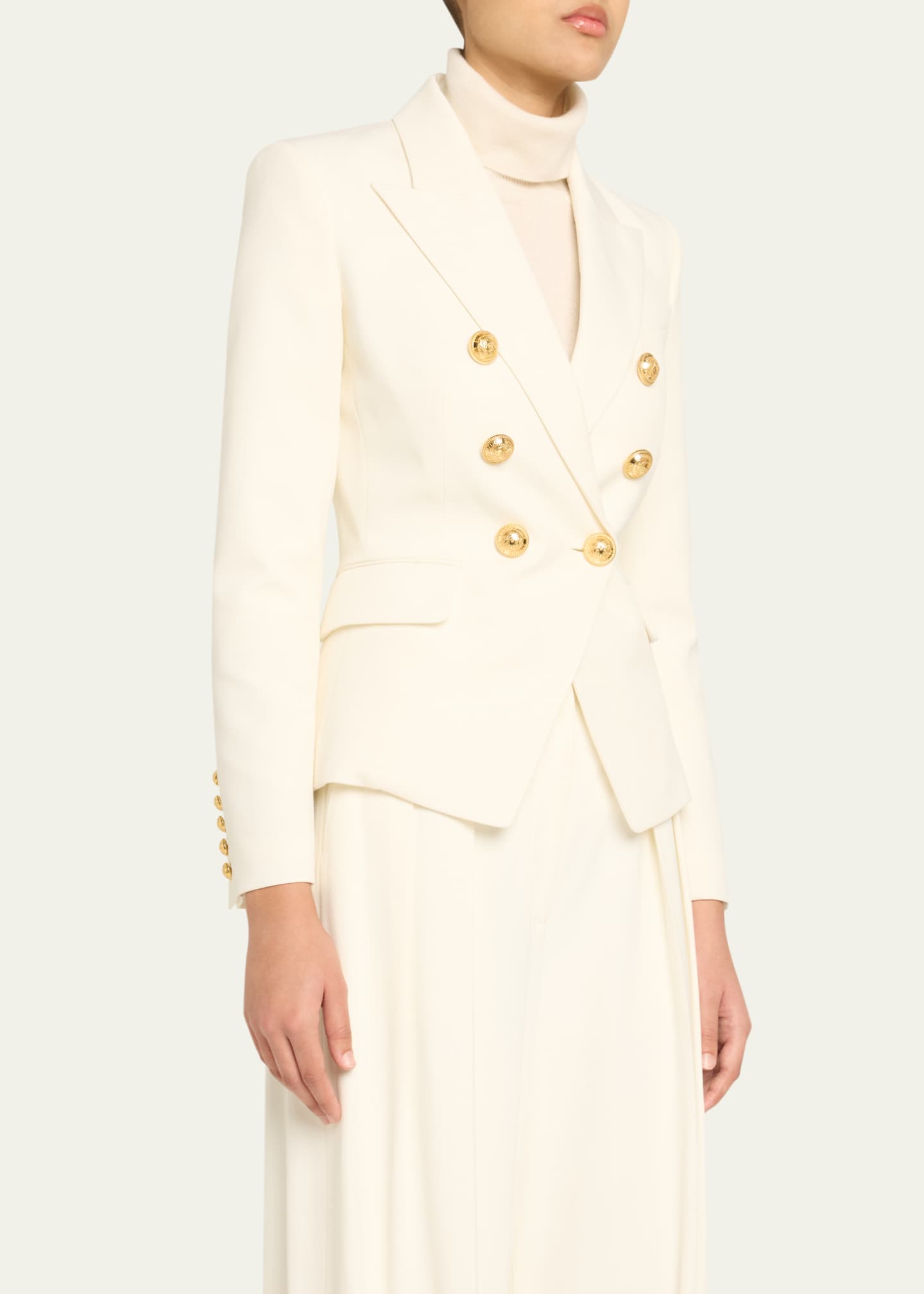 Balmain Classic Double-Breasted Fitted Wool Jacket Image 4 of 5