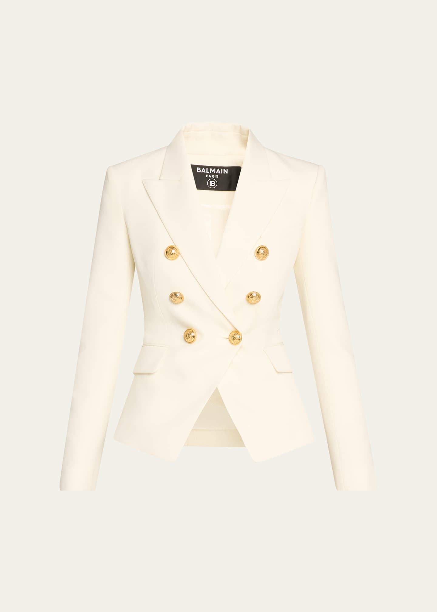 Balmain Classic Double-Breasted Fitted Wool Jacket Image 1 of 5