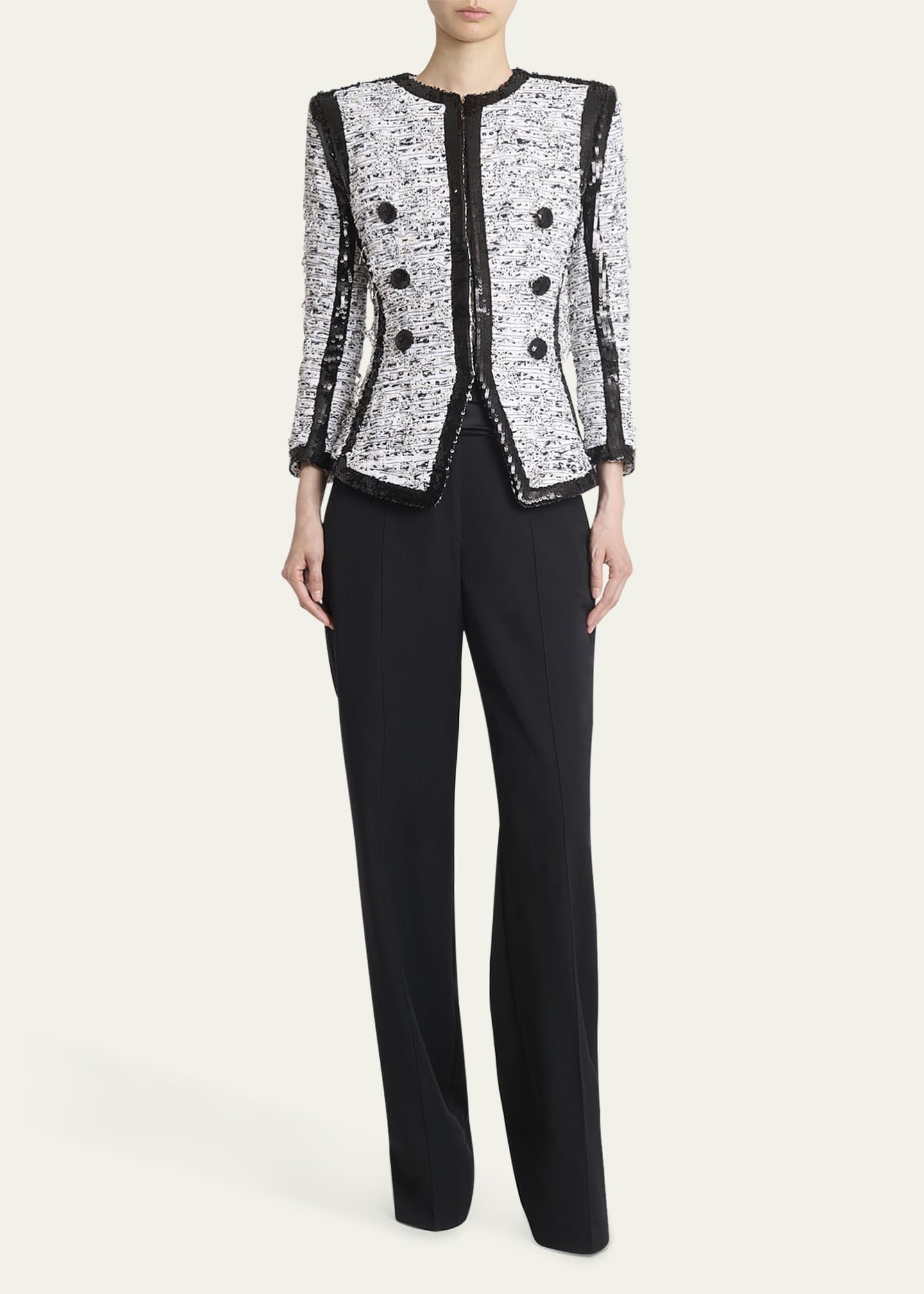 Balmain Collarless Raw-Edge Sequined Blazer Image 2 of 5