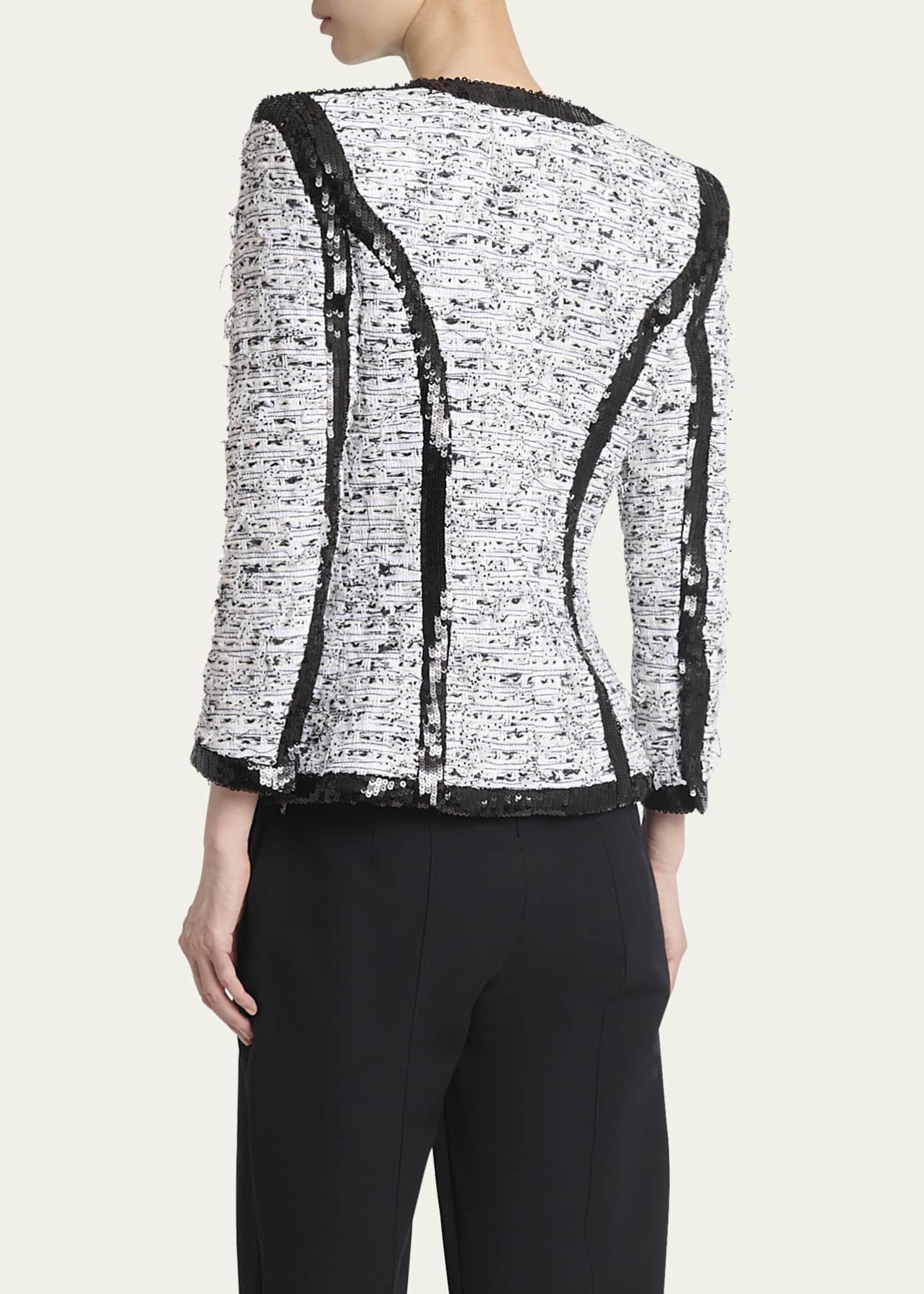 Balmain Collarless Raw-Edge Sequined Blazer Image 3 of 5