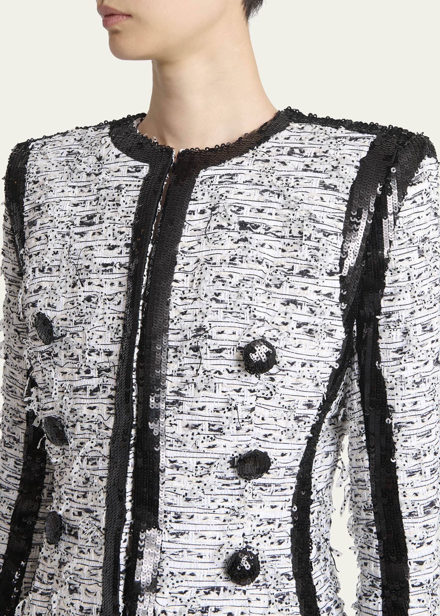 Balmain Collarless Raw-Edge Sequined Blazer Image 5 of 5