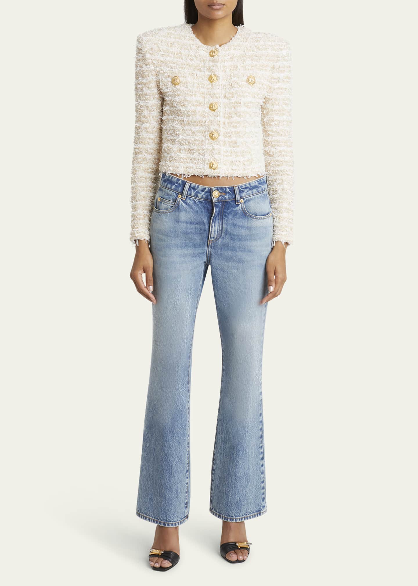 アウターその他 BALMAIN Women Outer DF2TF295XK560FK Beige Balmain Beige Jacquard Bomber Jacket | italist