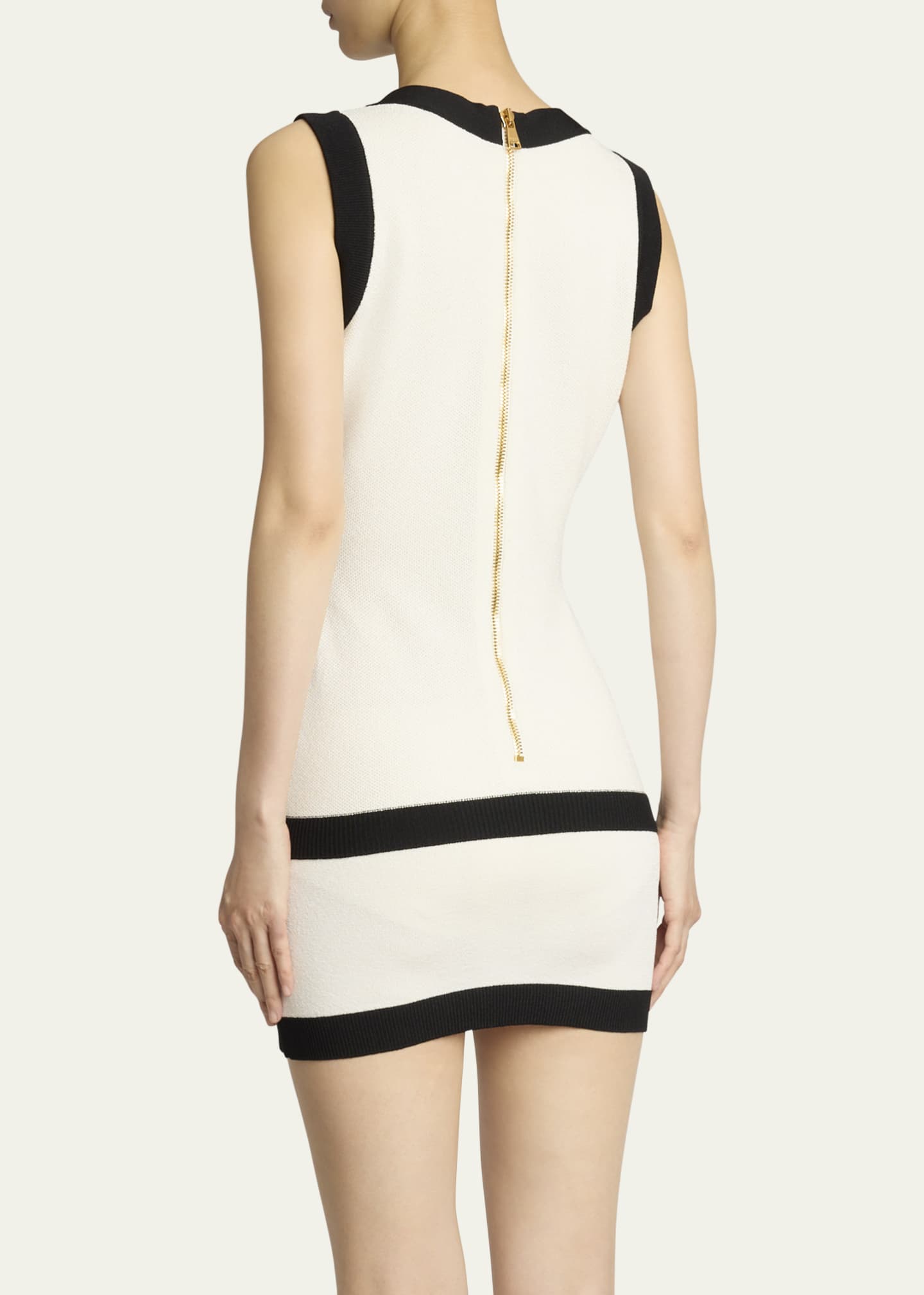 Balmain Contrast-Trim Knit Mini Dress - Bergdorf Goodman