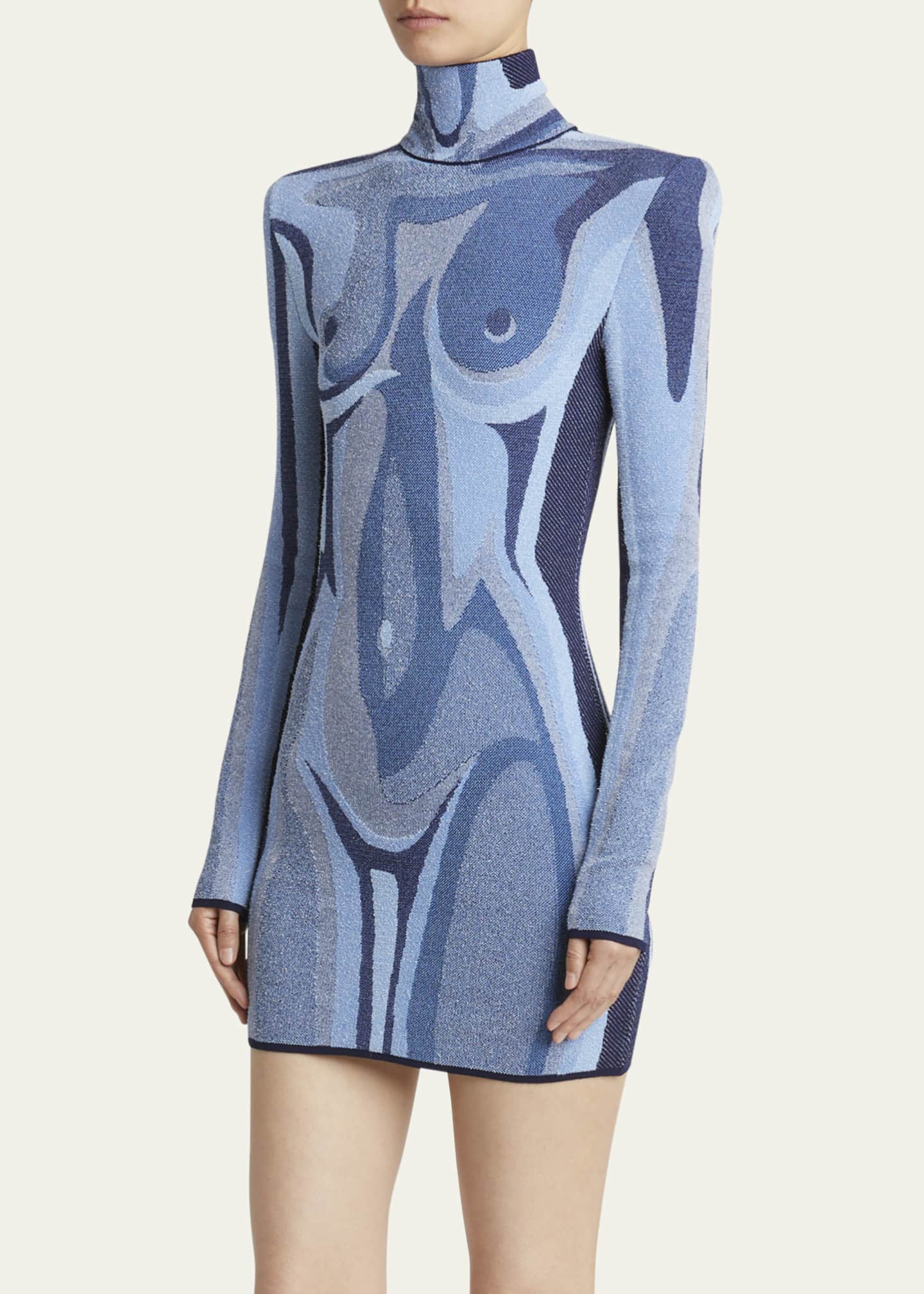 Balmain Body Print Trompe Loeil Knit Mini Dress Image 4 of 5