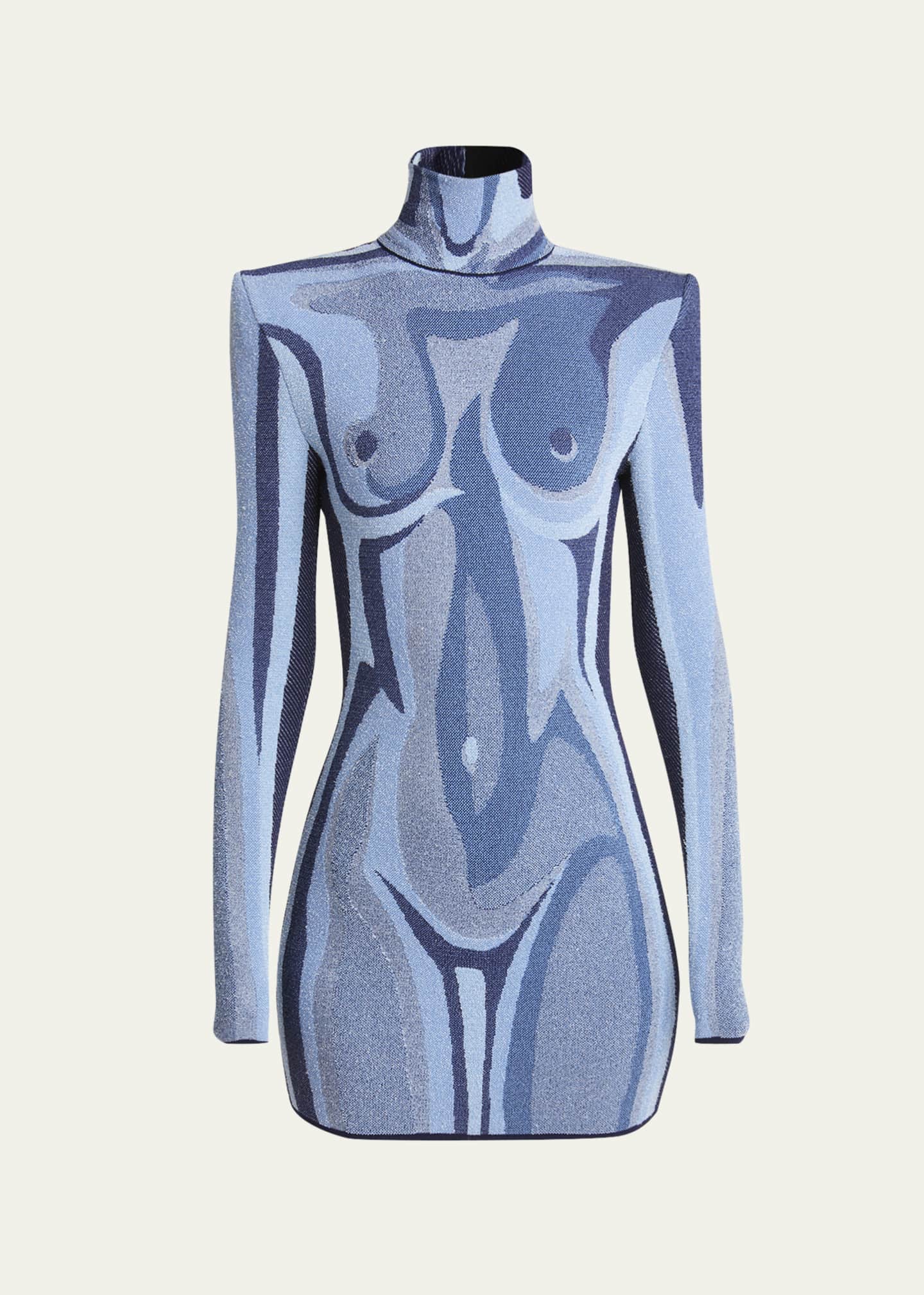 Balmain Body Print Trompe Loeil Knit Mini Dress Image 1 of 5
