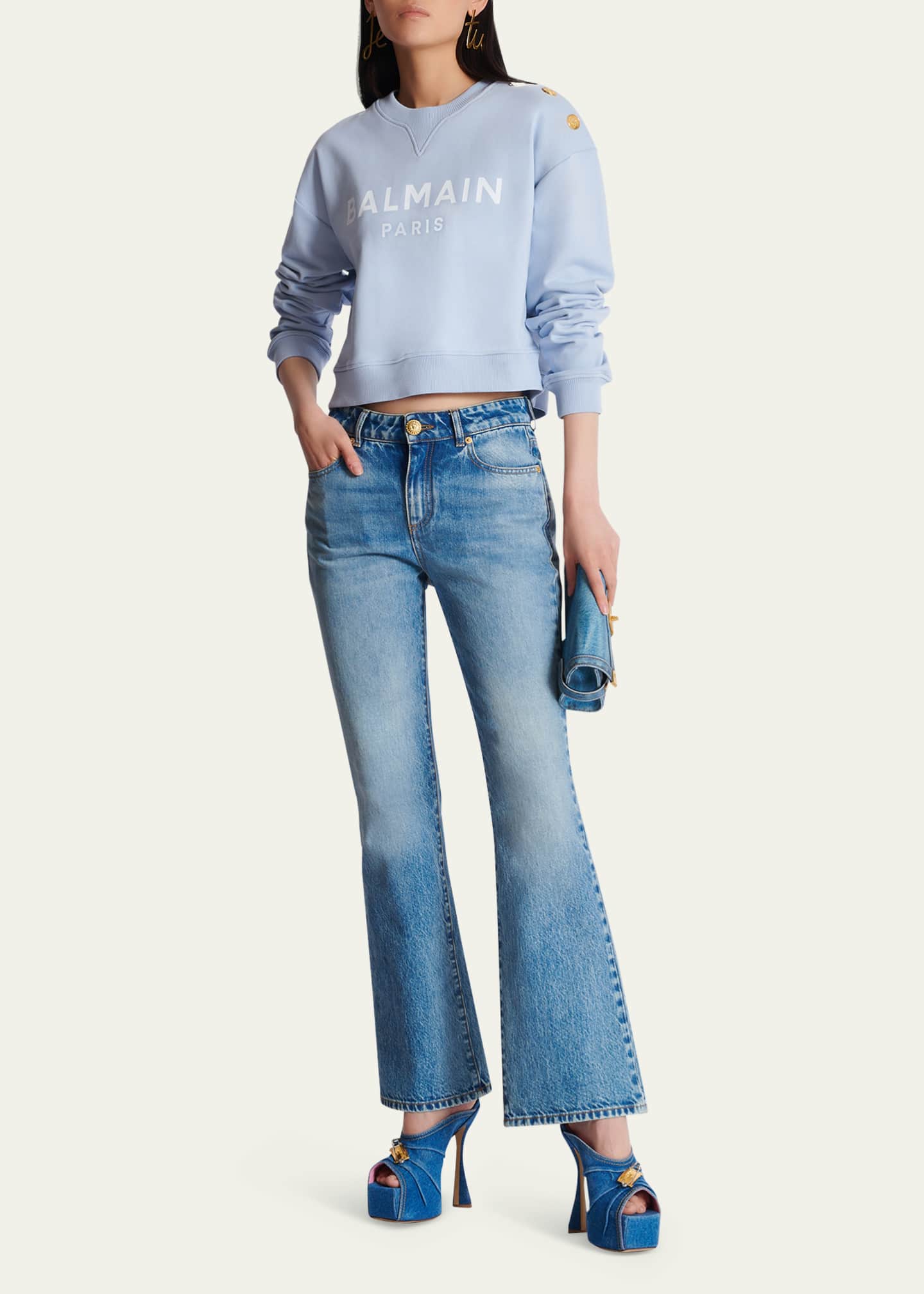 Balmain Logo Cropped Sweatshirt Image 2 of 5