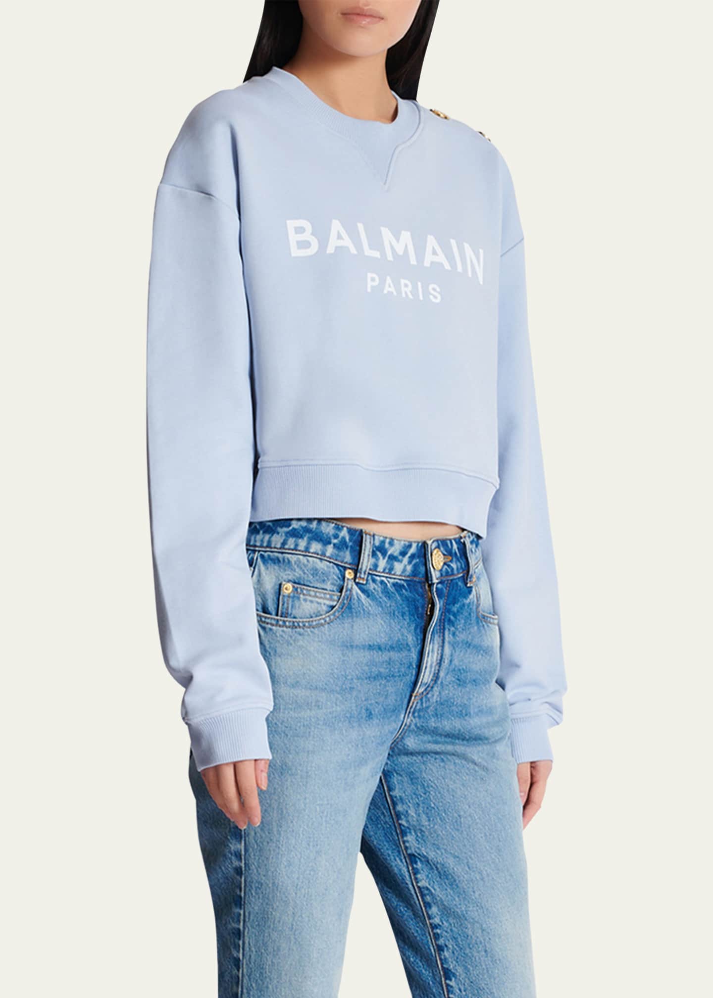 Balmain Logo Cropped Sweatshirt Image 4 of 5