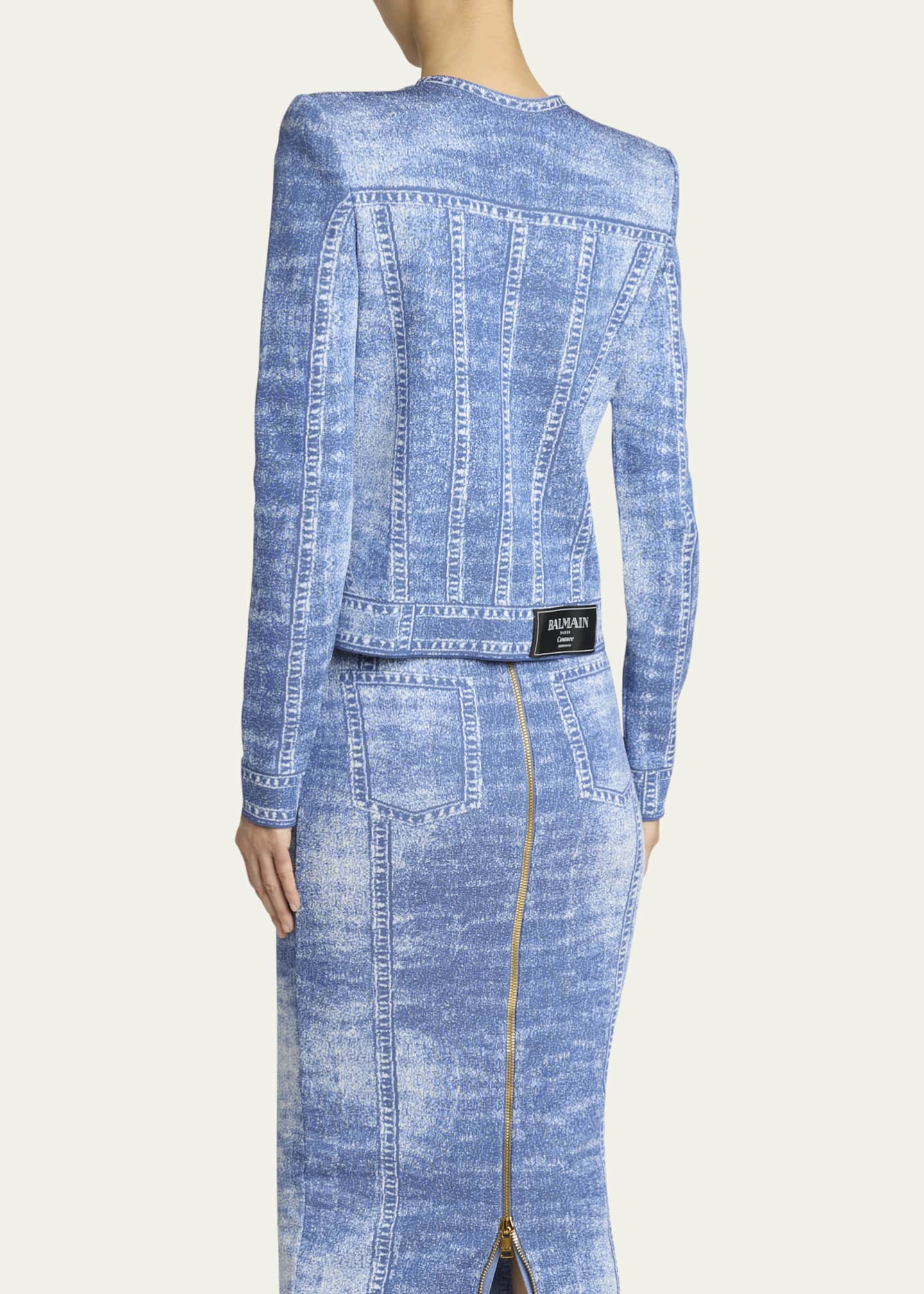 Balmain Denim Trompe Loeil Button Down Cardigan Image 3 of 5