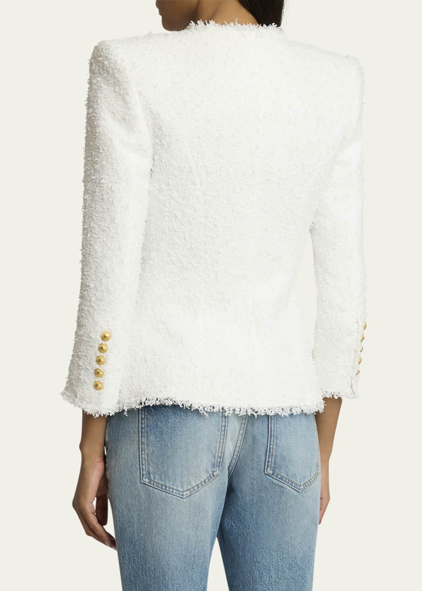 Collarless Tweed Jacket