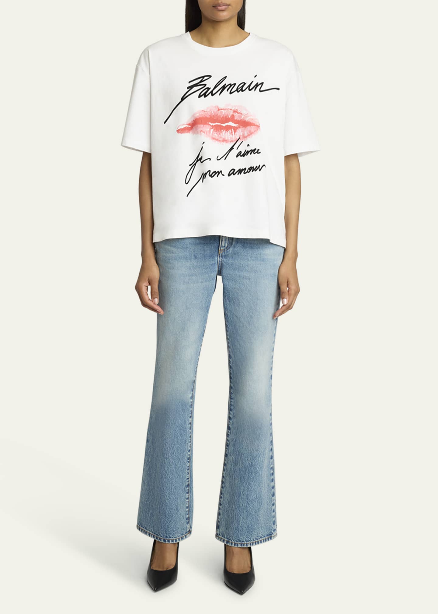 Balmain Lip Print Logo T-Shirt Image 2 of 5