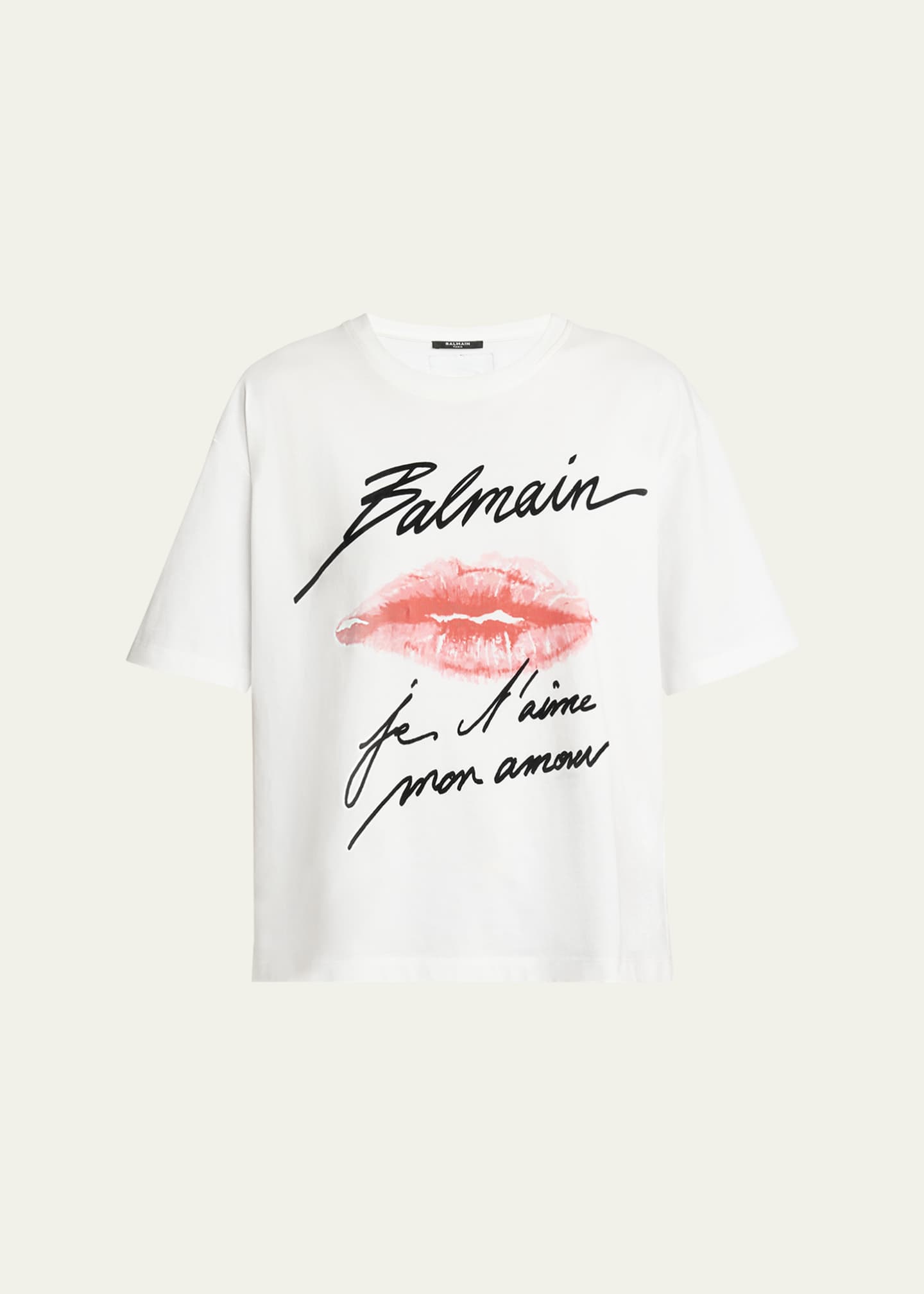 【関税・送料込み】Balmain Je T Aime Mon Amour T-Shirt Relaxed T-shirt with Kiss print - Men | BALMAIN